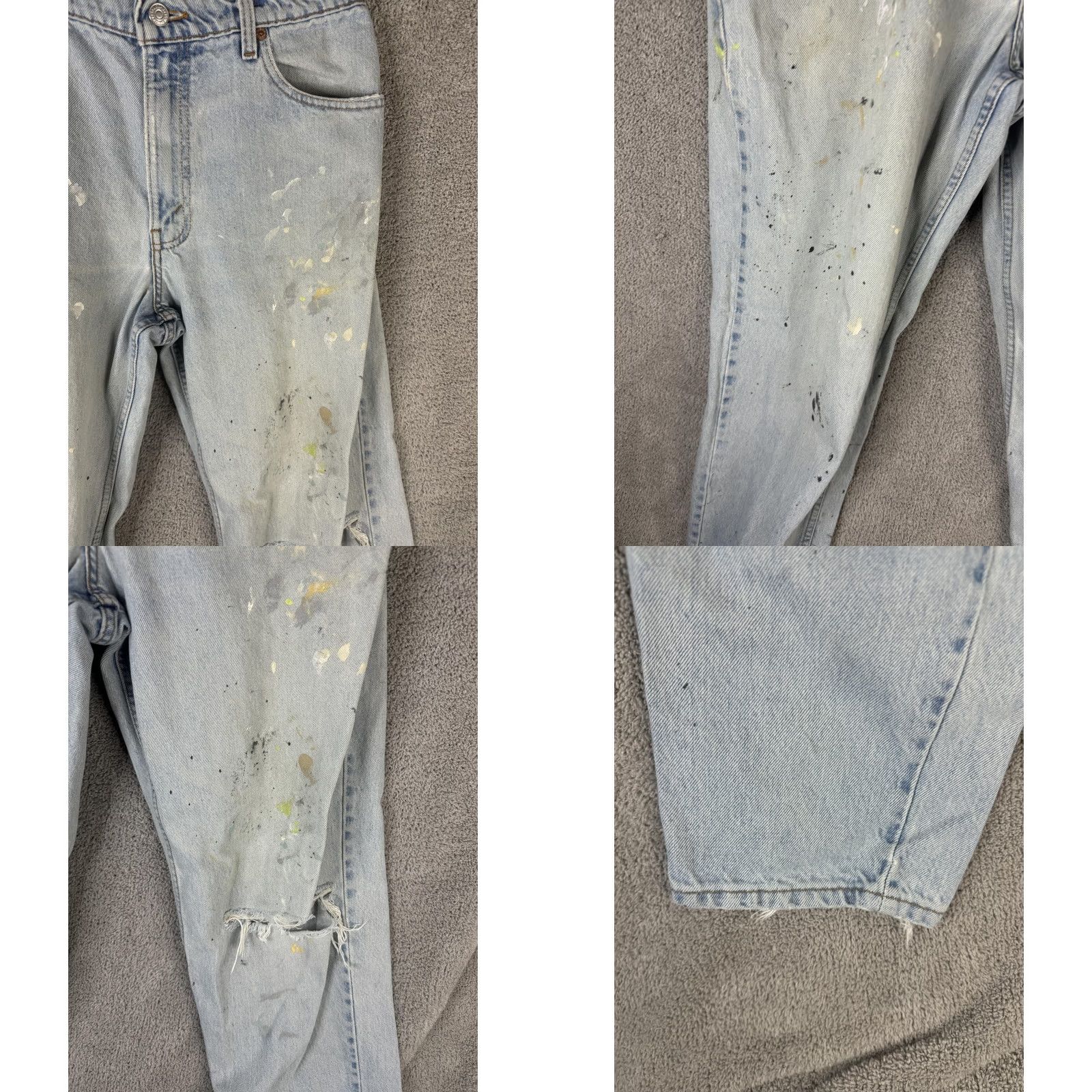 Levi's VINTAGE Levi's 560 Jeans Mens 33x34 Light Wash Blue Paint Loose Tapered USA 90s Size US 33 - 8 Thumbnail