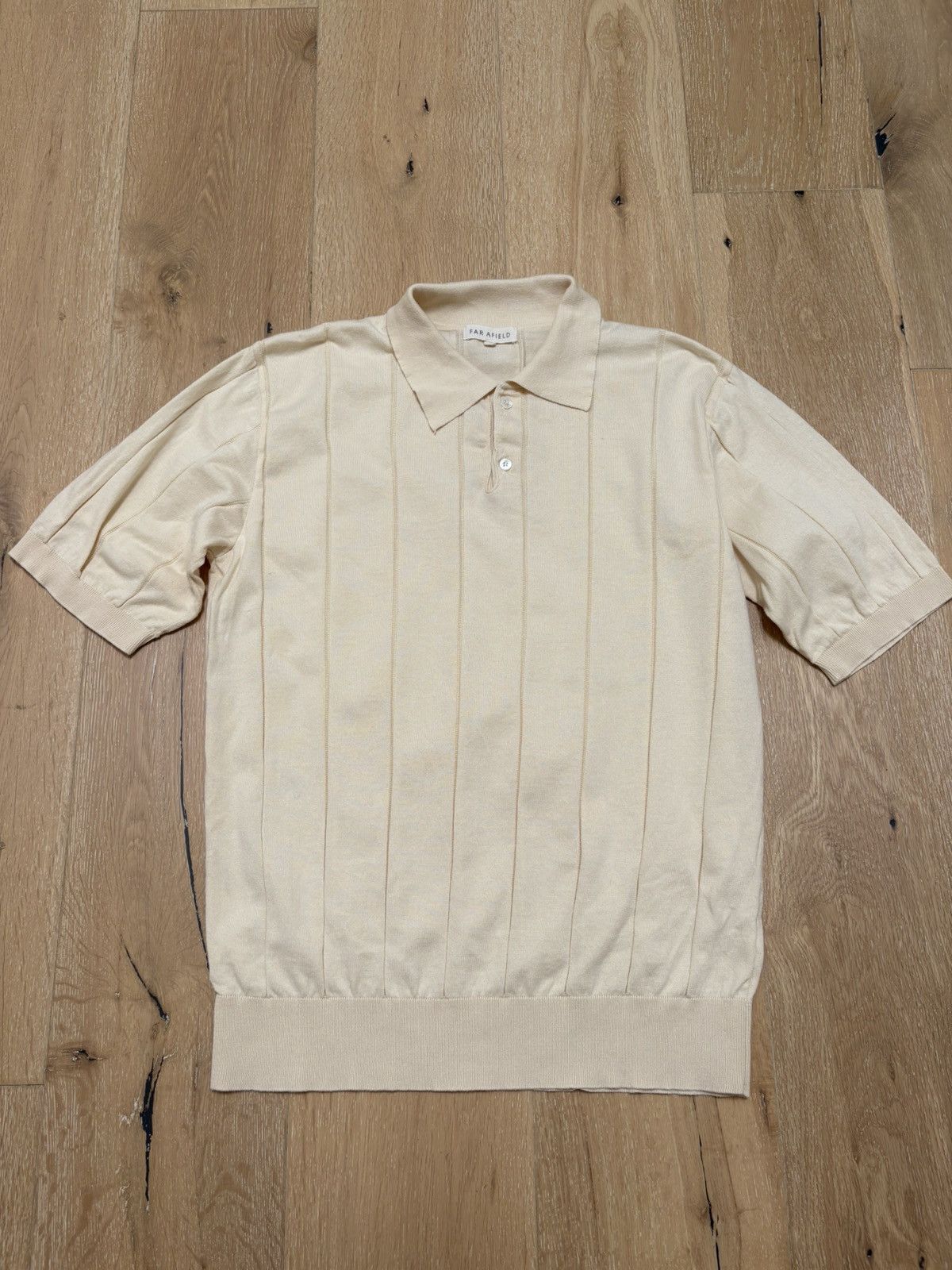 Far Afield Far Afield Jacob Short Sleeve Polo Mens 4 Knit - Seed Pearl Size US M / EU 48-50 / 2 - 1 Thumbnail