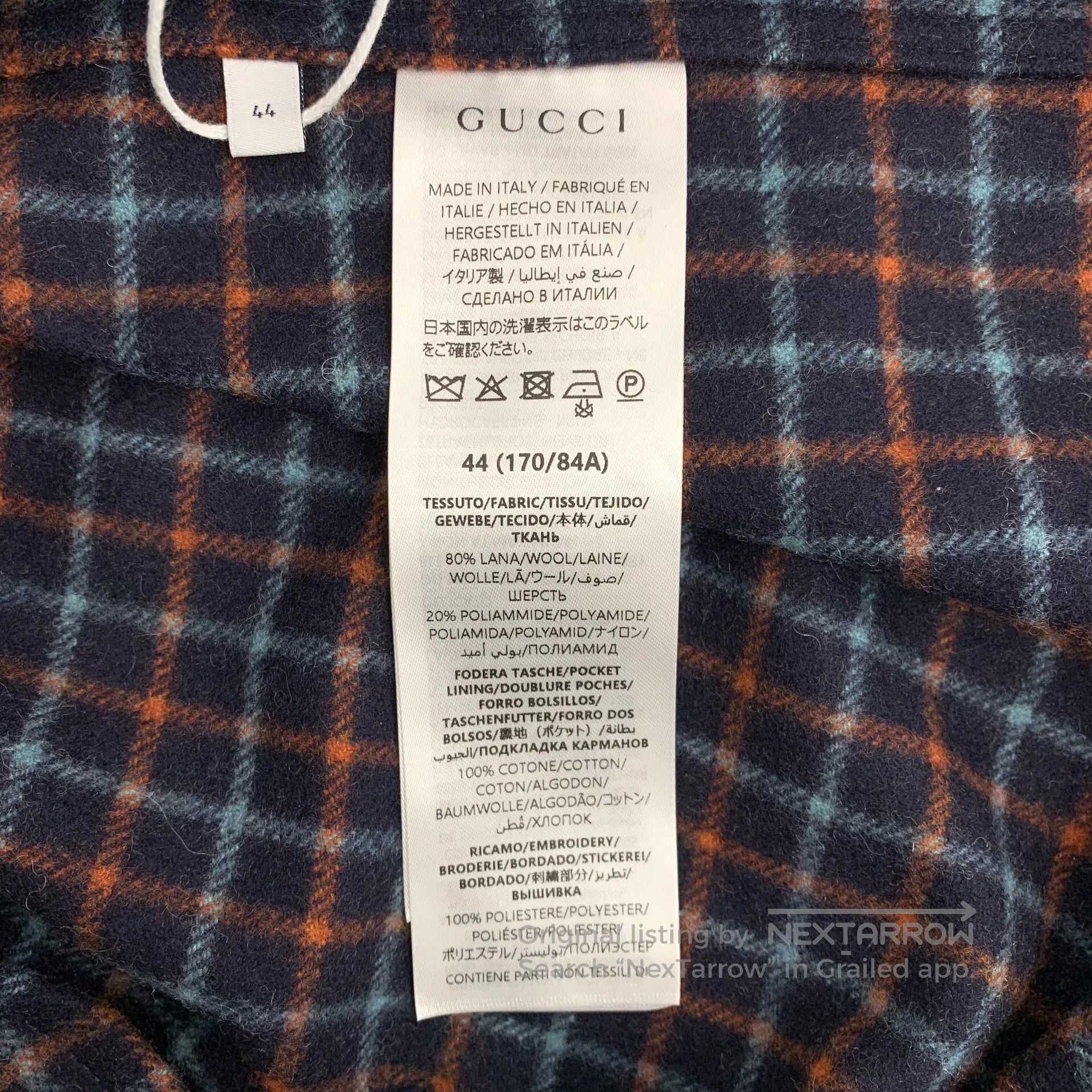 Gucci Guicci Multicolor double G embroidery plaid wool lapel sin Size US S / EU 44-46 / 1 - 6 Thumbnail