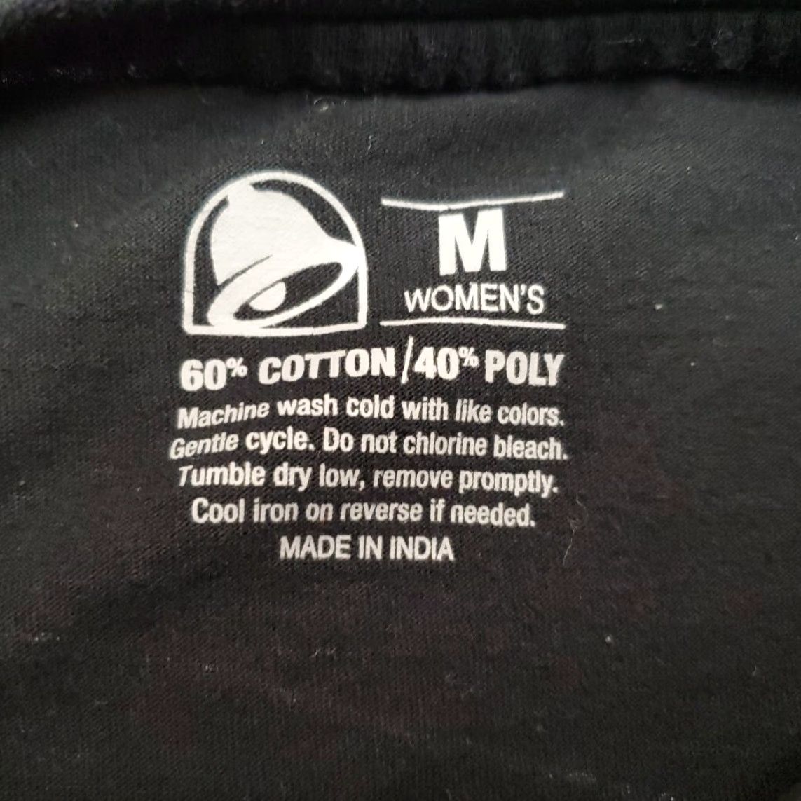 Bell Taco Johns Shirt Womens M Black Big Bell Employee Vneck Cotton Blend Casual Shirt Womens M Black 80s Graphic Print Size M / US 6-8 / IT 42-44 - 3 Thumbnail