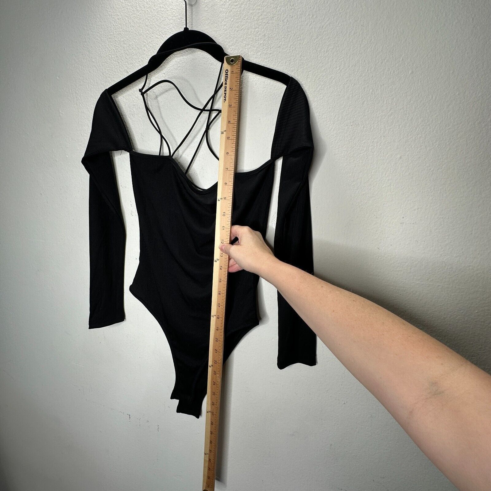 Other Black Bandeau Style Attached Arm Sleeve Cross Back Bodysuit Size M / US 6-8 / IT 42-44 - 13 Thumbnail