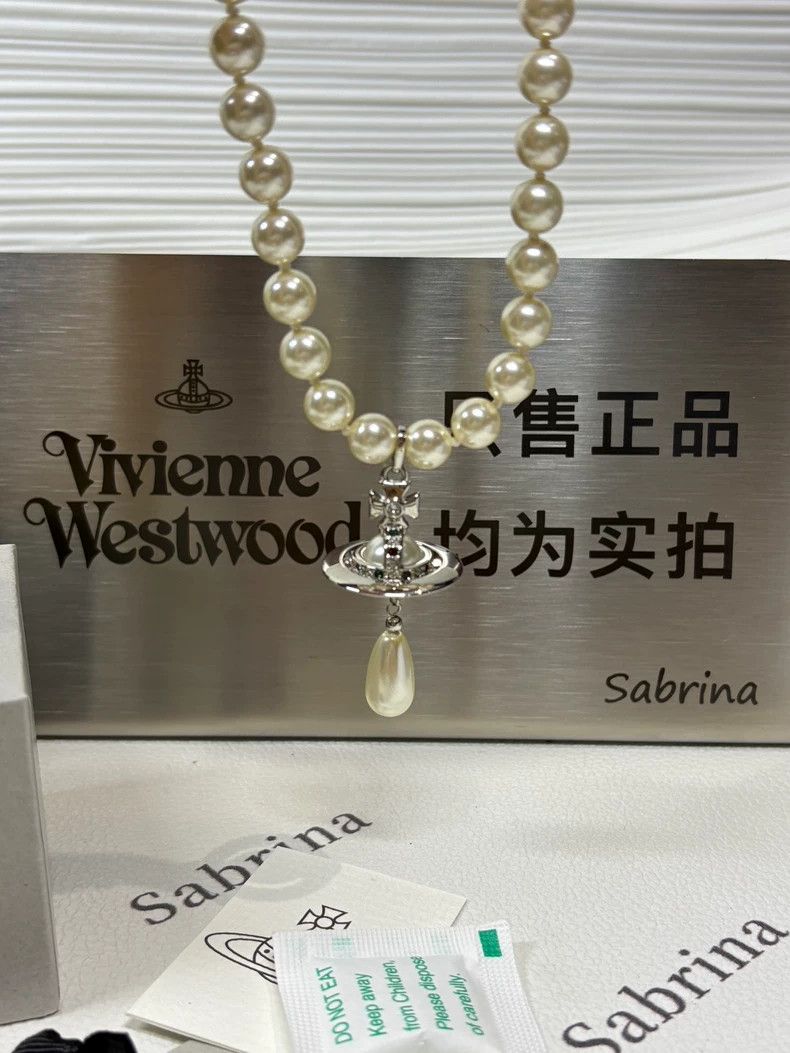 Vivienne Westwood Vivienne Westwood Saturn pendant imitation pearl necklace Size ONE SIZE - 1 Thumbnail