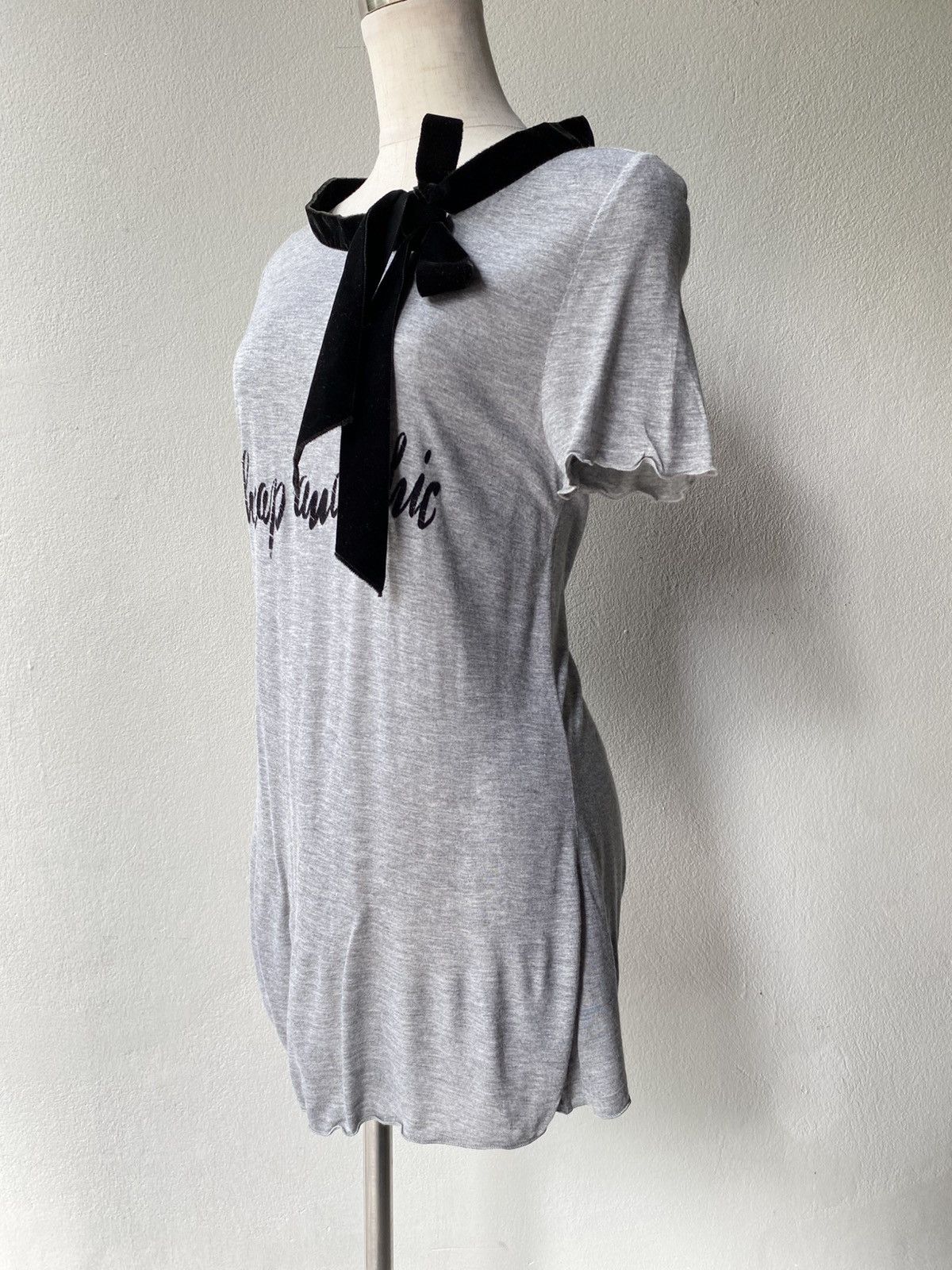 Moschino MOSCHINO Grey Velvet T-Shirt with Black Logo Print. Size ONE SIZE - 11 Thumbnail