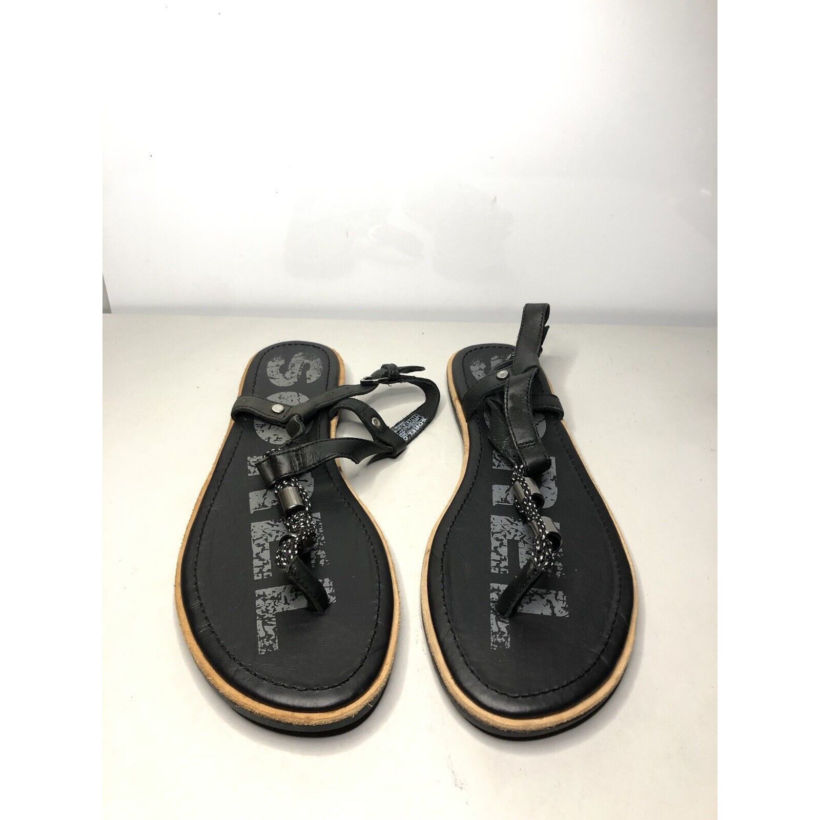 SOREL Sorel Black Leather Thong Casual Ankle Strap Flats Sandals W Size US 9 / IT 39 - 3 Thumbnail