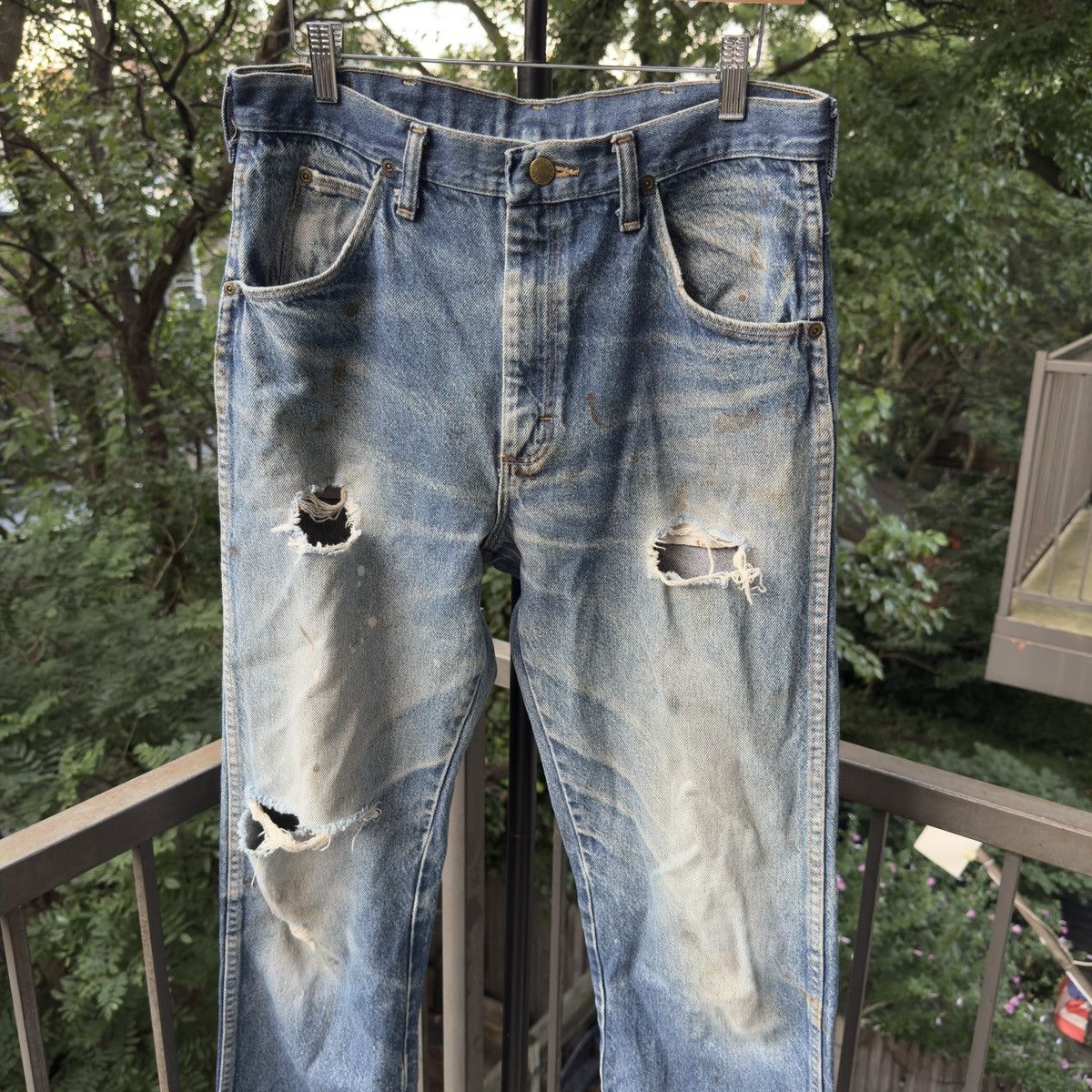 Vintage Thrashed Faded Distressed Rustler Jeans ERD Grunge Chrome Size US 32 / EU 48 - 7 Thumbnail