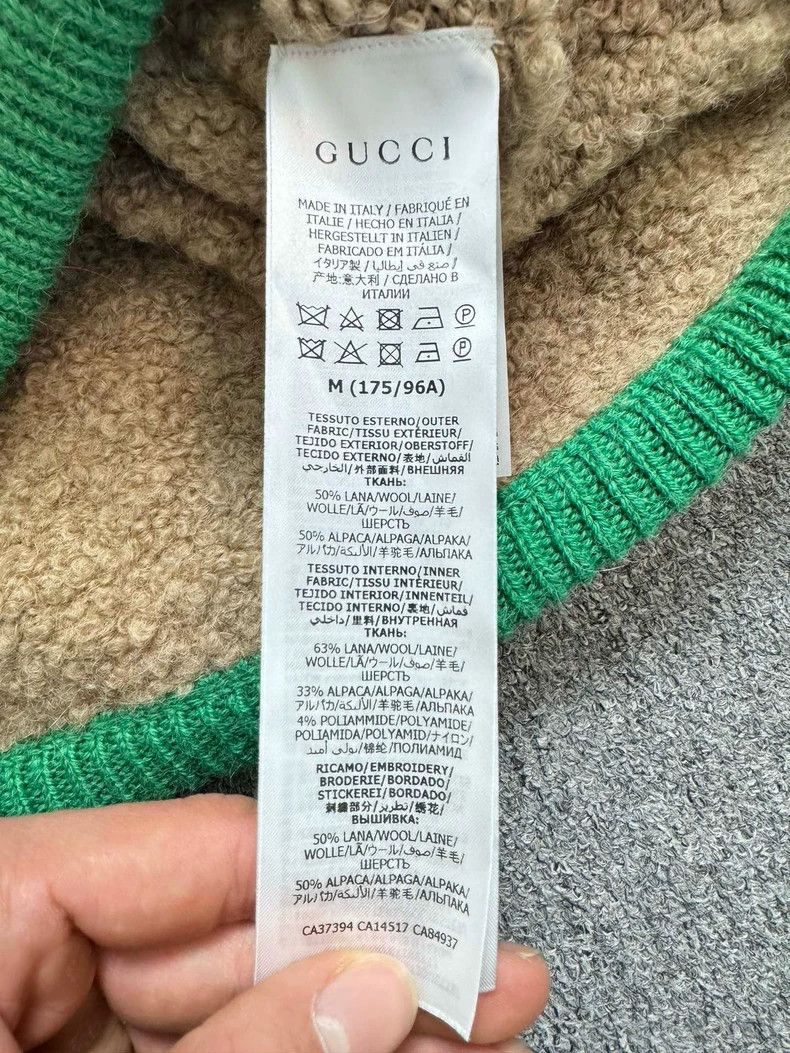 Gucci GucciWhite and green diamond pattern GG knitted thick plush Size US M / EU 48-50 / 2 - 5 Thumbnail