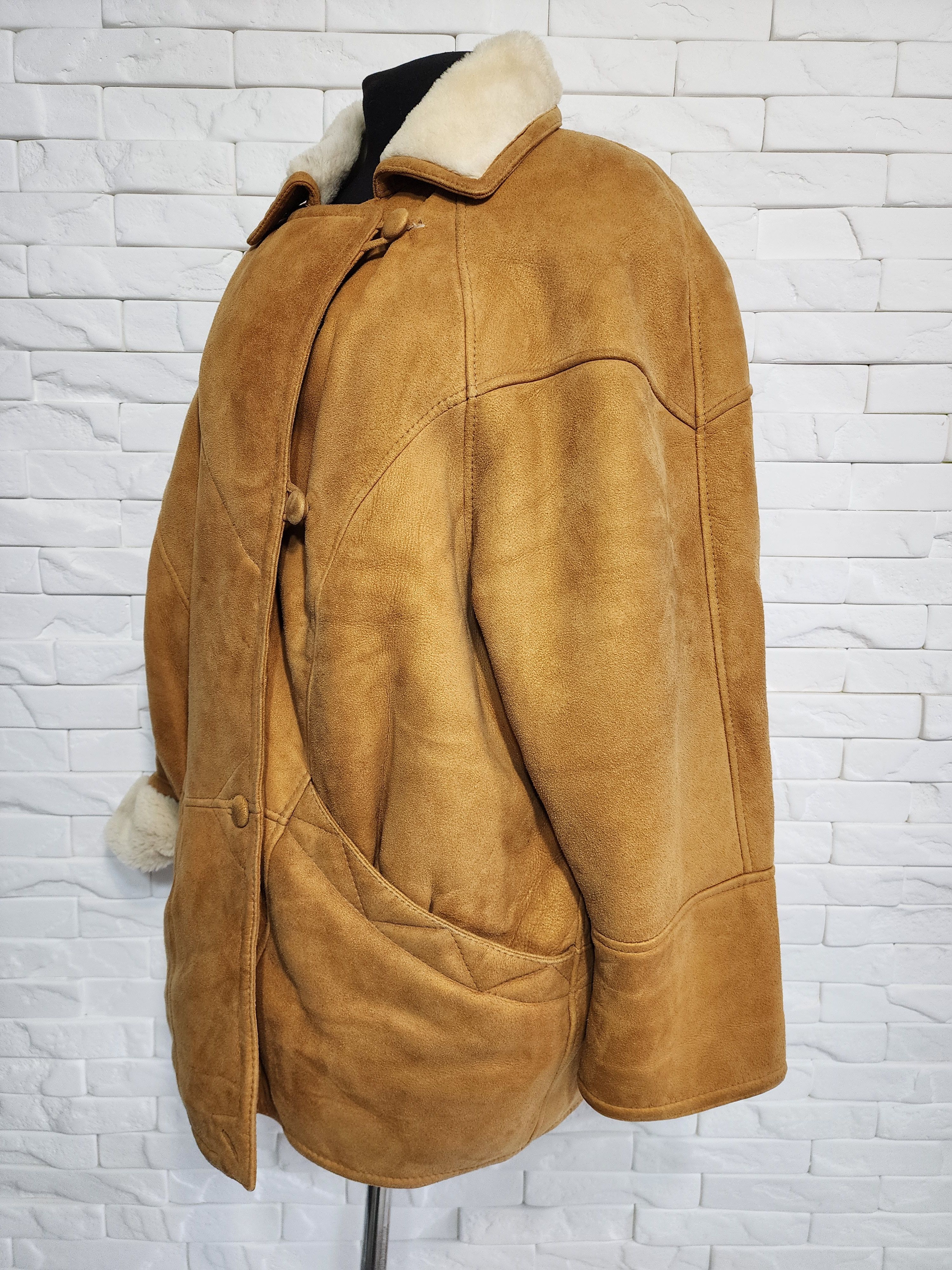 Genuine Leather Brown Sheepskin Coat: Women's Warm Genuine Fur Jacket Size XXL / US 16-18 / IT 52-54 - 2 Thumbnail