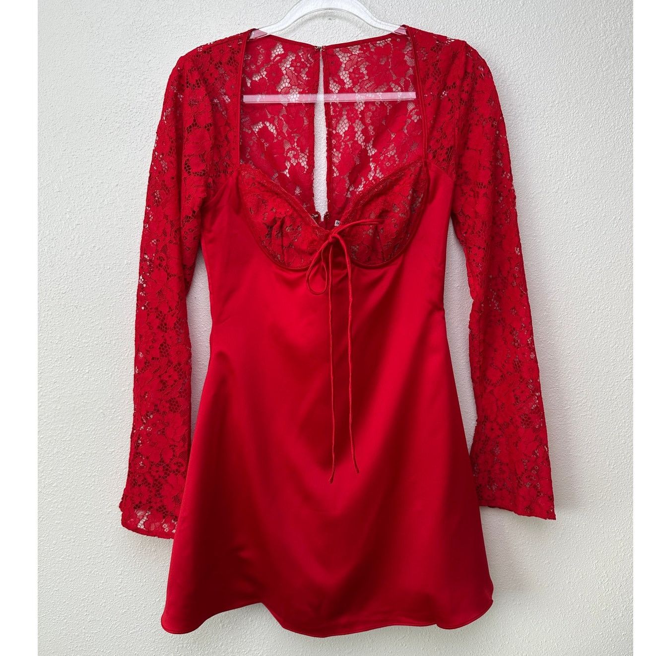 House of CB NWT House of CB Jennica Red Lace Bustier Satin Mini Dress M Size M / US 6-8 / IT 42-44 - 3 Thumbnail