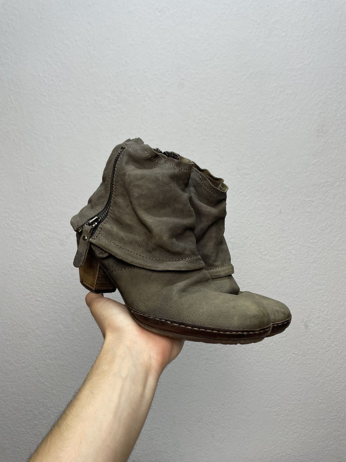 A.S.98 Vintage Italian AS 98 Rick Owens Style Leather Biker Boots Size US 8 / IT 38 - 2 Thumbnail