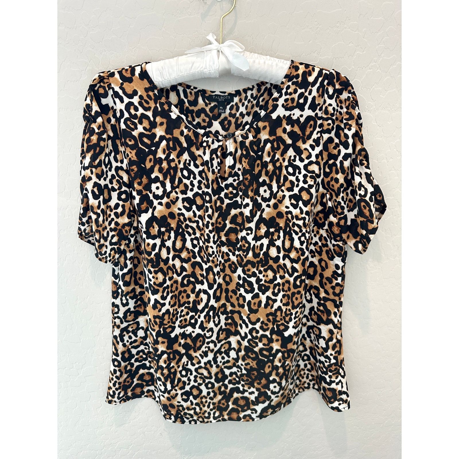 Other TALBOTS | Petite Animal Print Silky Ruched Short Sleeve Top Size M / US 6-8 / IT 42-44 - 1 Thumbnail