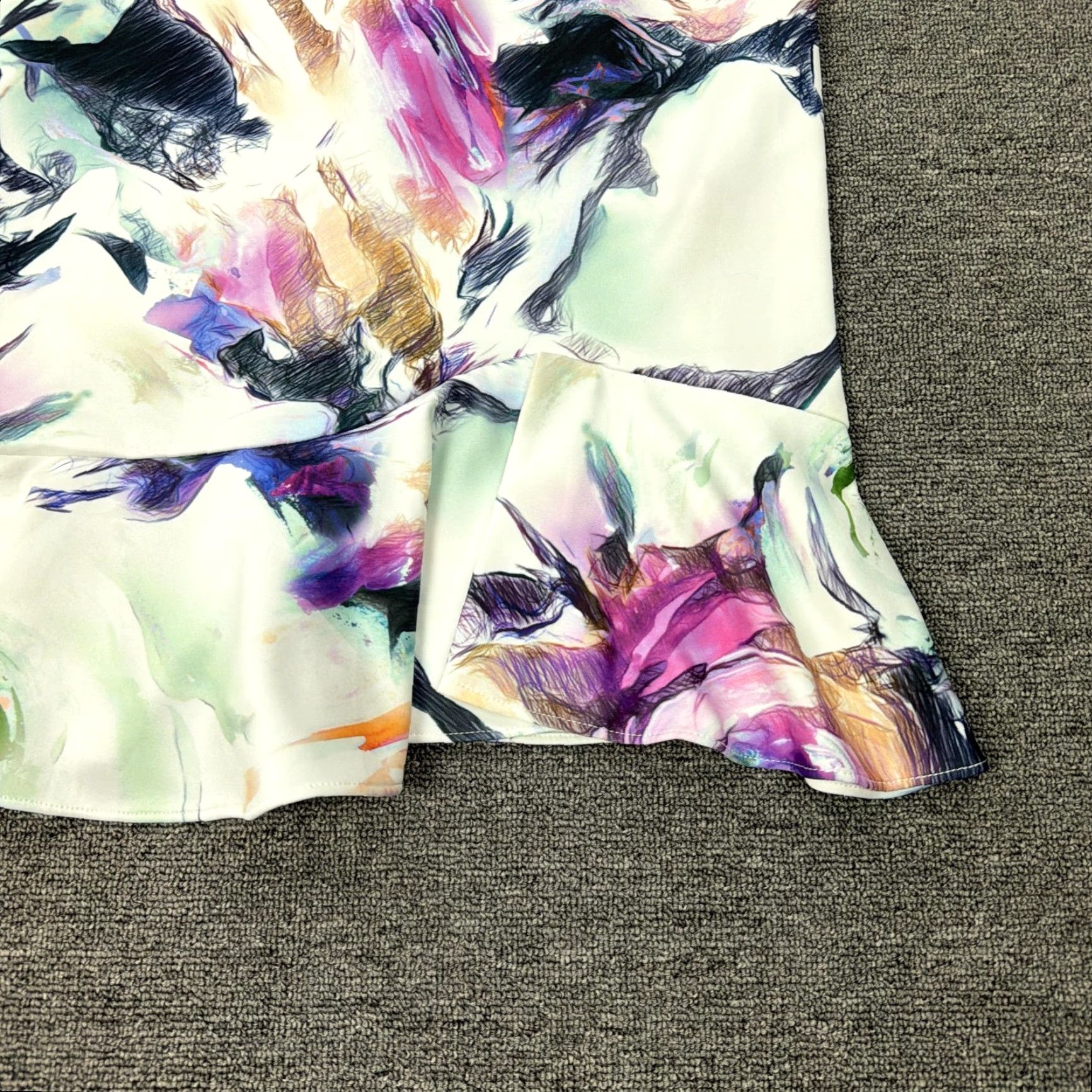 Betsey Johnson Betsey Johnson Dress Womens 12 Multicolor Floral Ruffle Hem Sheath Midi Party Size XL / US 12-14 / IT 48-50 - 3 Thumbnail
