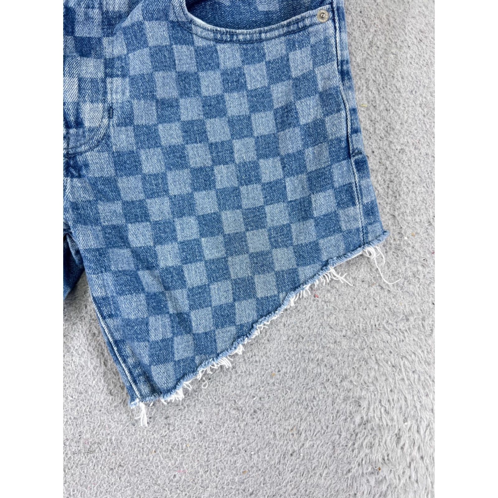 Pacsun Pacsun Women's Denim Cut-Off Shorts Size 30 Blue Check Pattern Cotton Blend 5-Inch Inseam Regular Fit Size 30" / US 8 / IT 44 - 2 Thumbnail