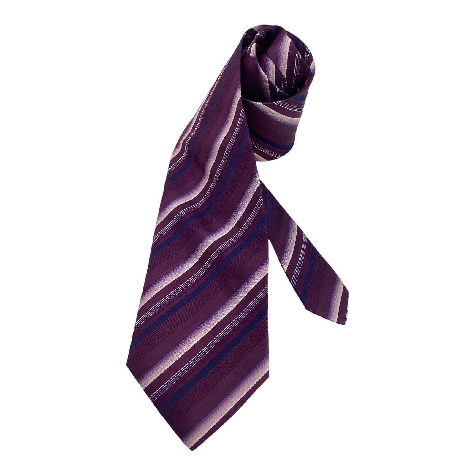 Hugo Boss BOSS HUGO BOSS Purple Striped Luxury Silk Tie Made In Italy Size ONE SIZE - 1 Thumbnail