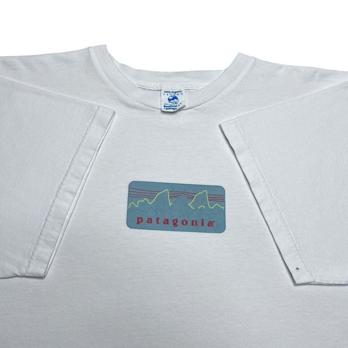Patagonia Vtg 1990s Patagonia Beneficial Organic Mountain Logo T-Shirt Size US XL / EU 56 / 4 - 2 Thumbnail