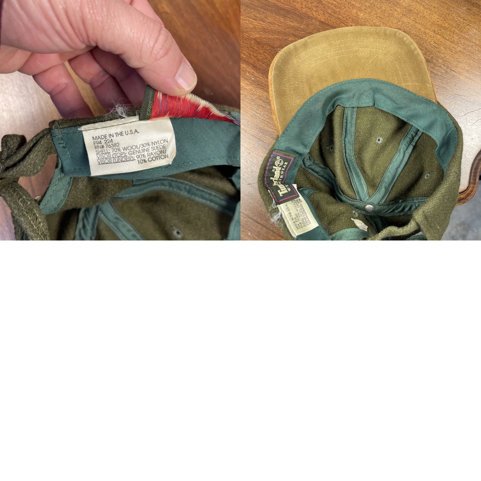 Timberland VINTAGE Timberland Cap Hat Wool Suede Leather One Size Made In USA Weathergear 90s Outdoor USA Size ONE SIZE - 8 Thumbnail