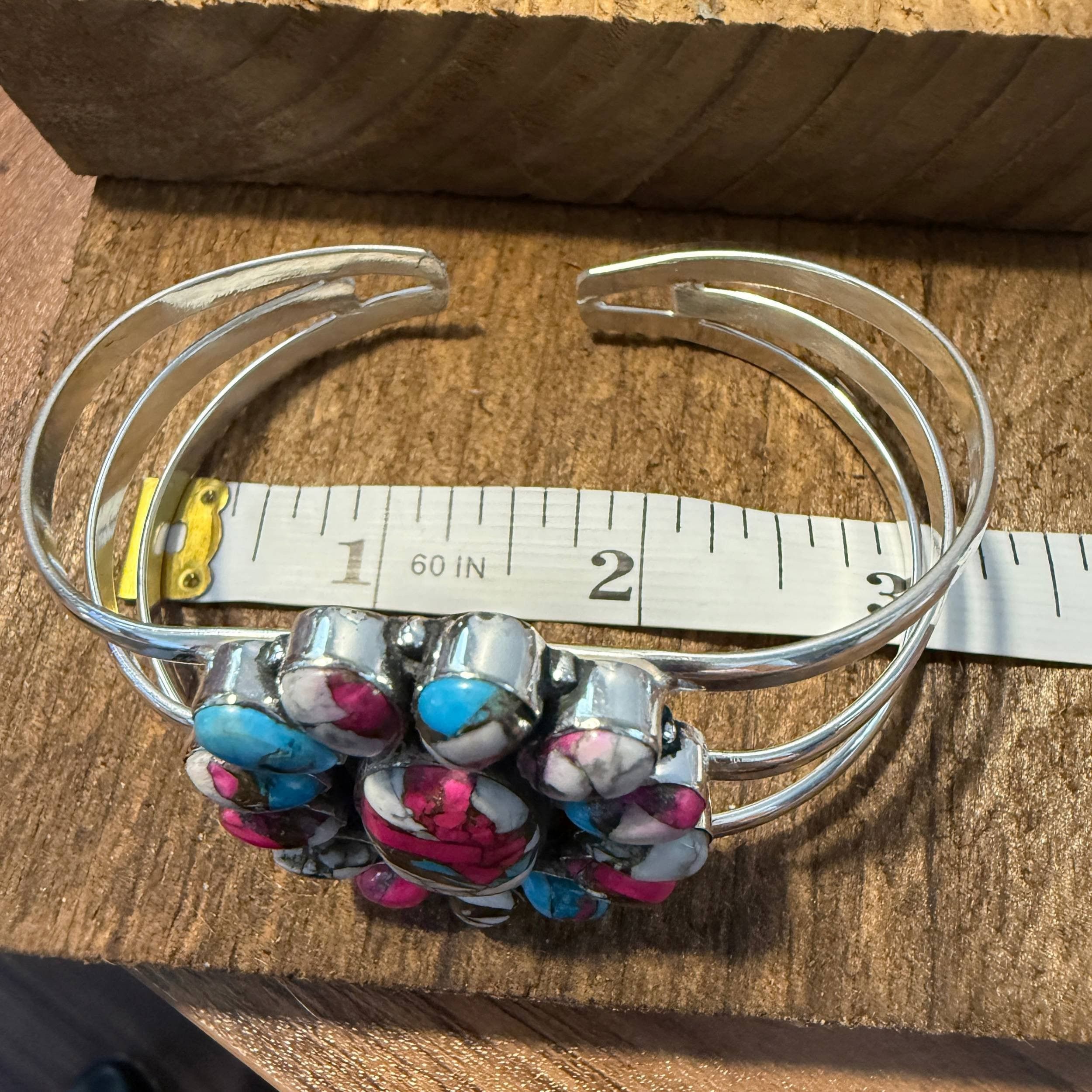 Other Cotton Candy Turquoise Dahlia Stone Sterling Silver Cuff Size ONE SIZE - 3 Thumbnail