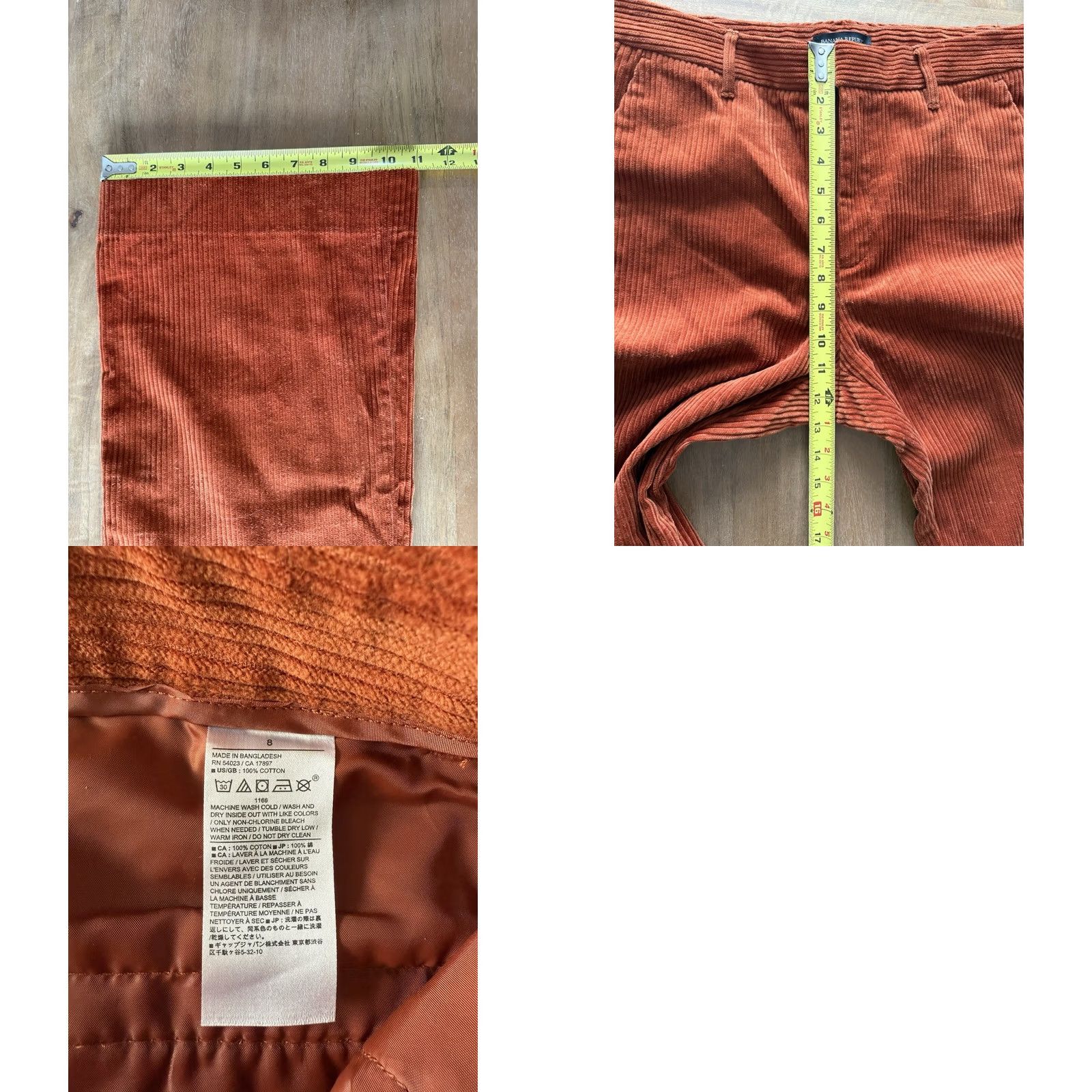 Banana Republic Banana Republic High Rise Corduroy Bootcut Pants Womens 8 Orange Regular 32x31 Jeans Size 30" / US 8 / IT 44 - 8 Thumbnail