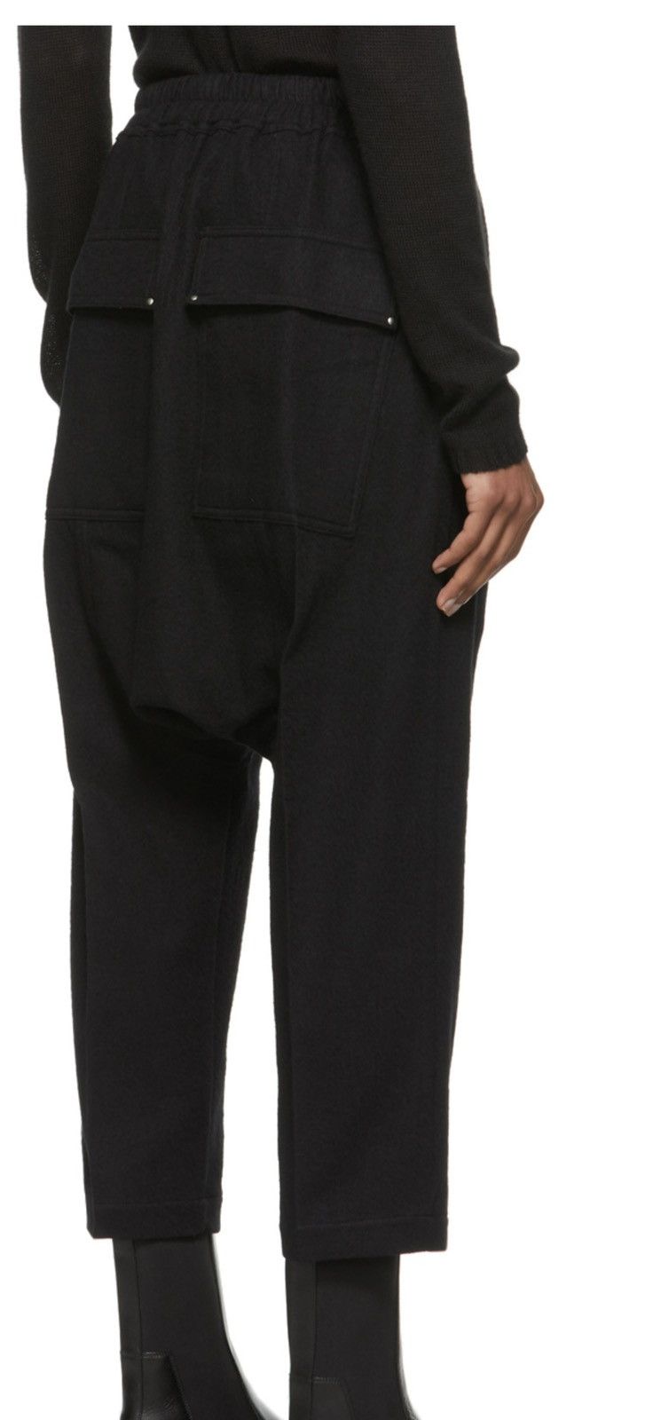 Rick Owens Black wool-blend flannel cropped trousers Size US 32 / EU 48 - 2 Thumbnail