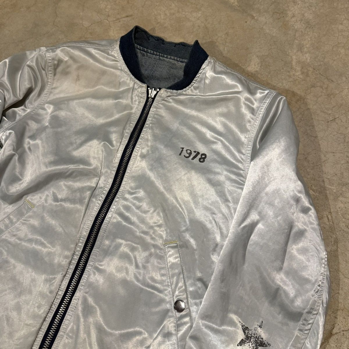 Diesel Vintage Diesel Faded Denim Reversible Bomber Jacket Grunge Size US L / EU 52-54 / 3 - 12 Thumbnail