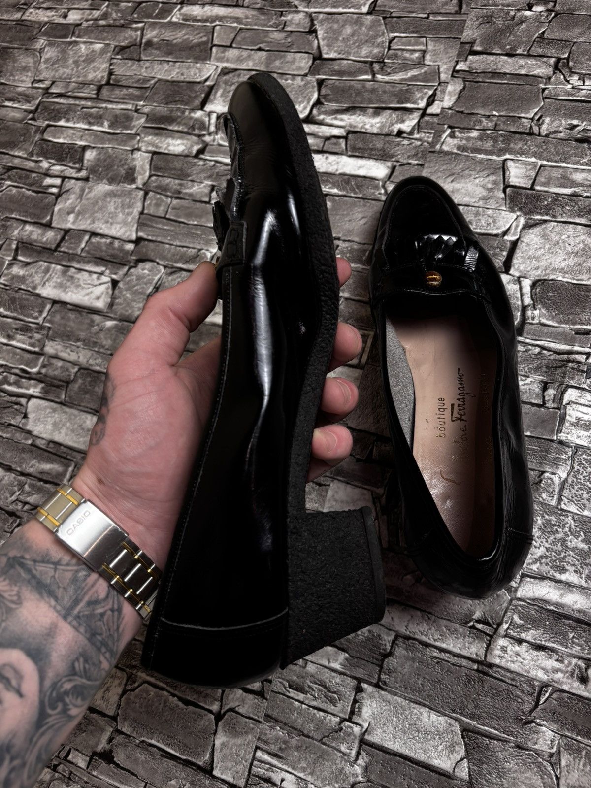 Salvatore Ferragamo Salvatore Ferragamo Vintage Tassel Loafers Black Leather Size US 10.5 / IT 40.5 - 3 Thumbnail