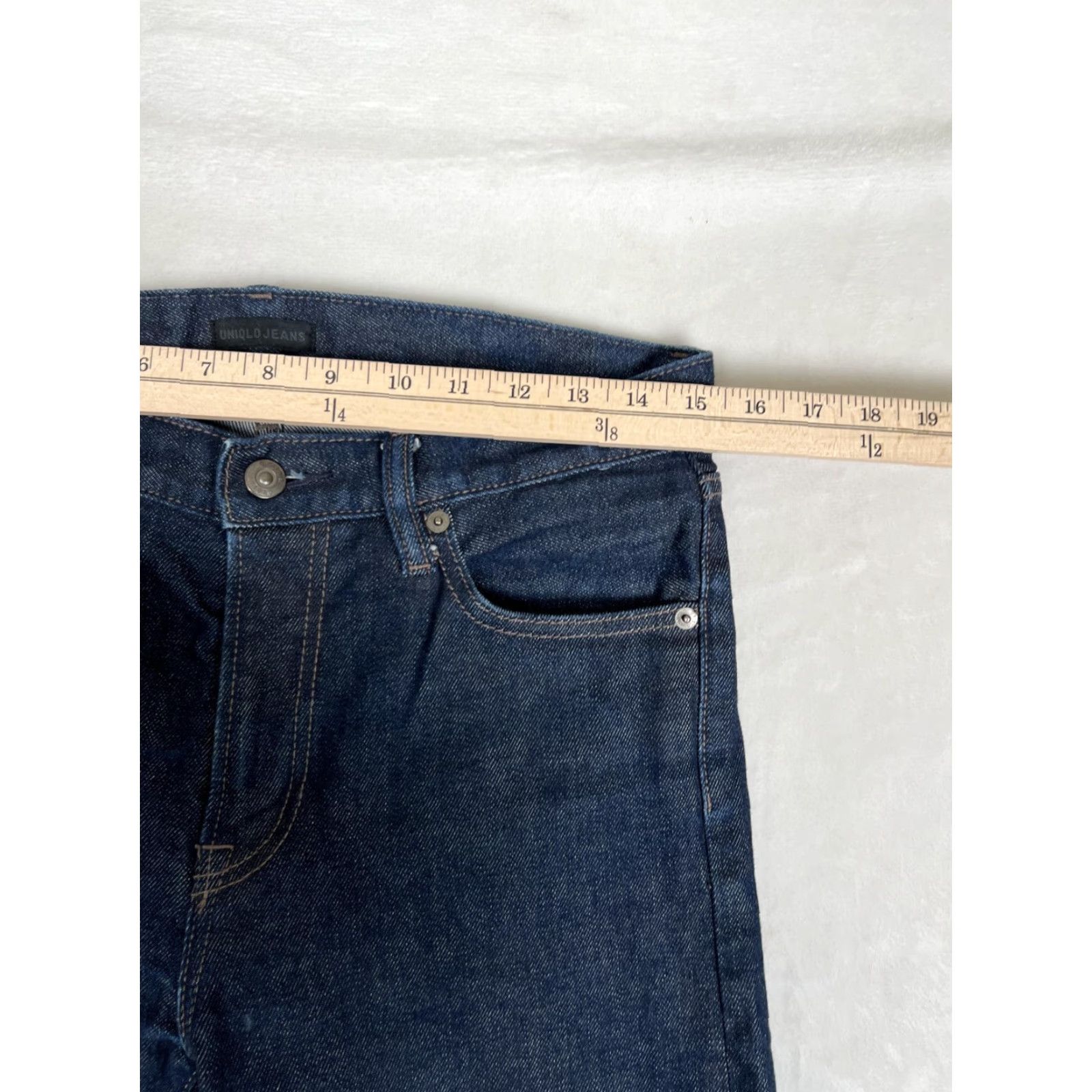 Uniqlo Uniqlo Jeans 30x32 Blue Slim Straight Selvage Stretch Denim Dark Wash Mens Size US 30 / EU 46 - 6 Thumbnail
