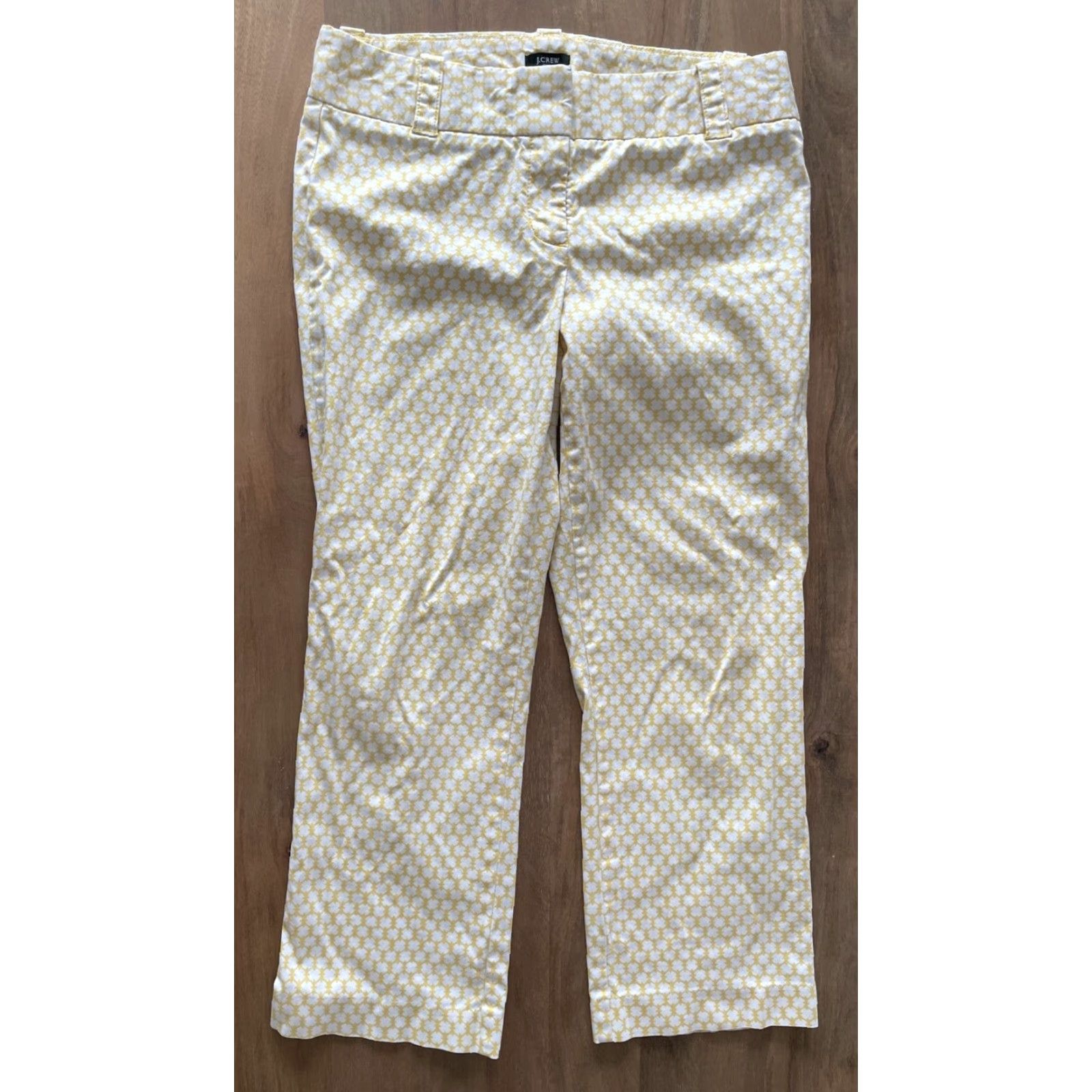 J.Crew Vtg J.Crew City Fit Straight Leg Pants Size 6 Geometric Slacks Office Career Womens Subtle Yellow Size 28" / US 6 / IT 42 - 2 Thumbnail