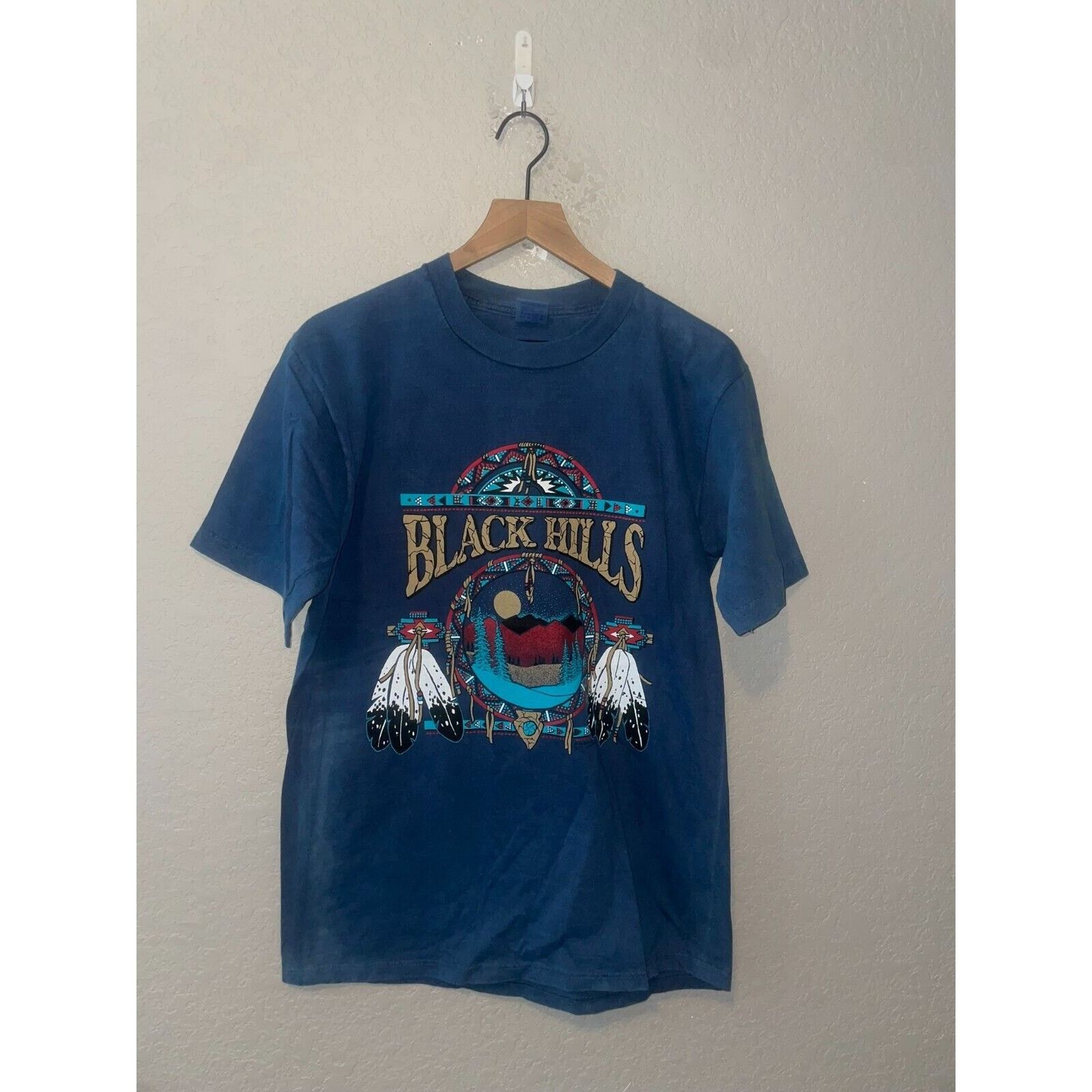 Jerzees Vintage South Dakota Shirt Black Hills VTG Blue Stained 90s Size US M / EU 48-50 / 2 - 1 Thumbnail