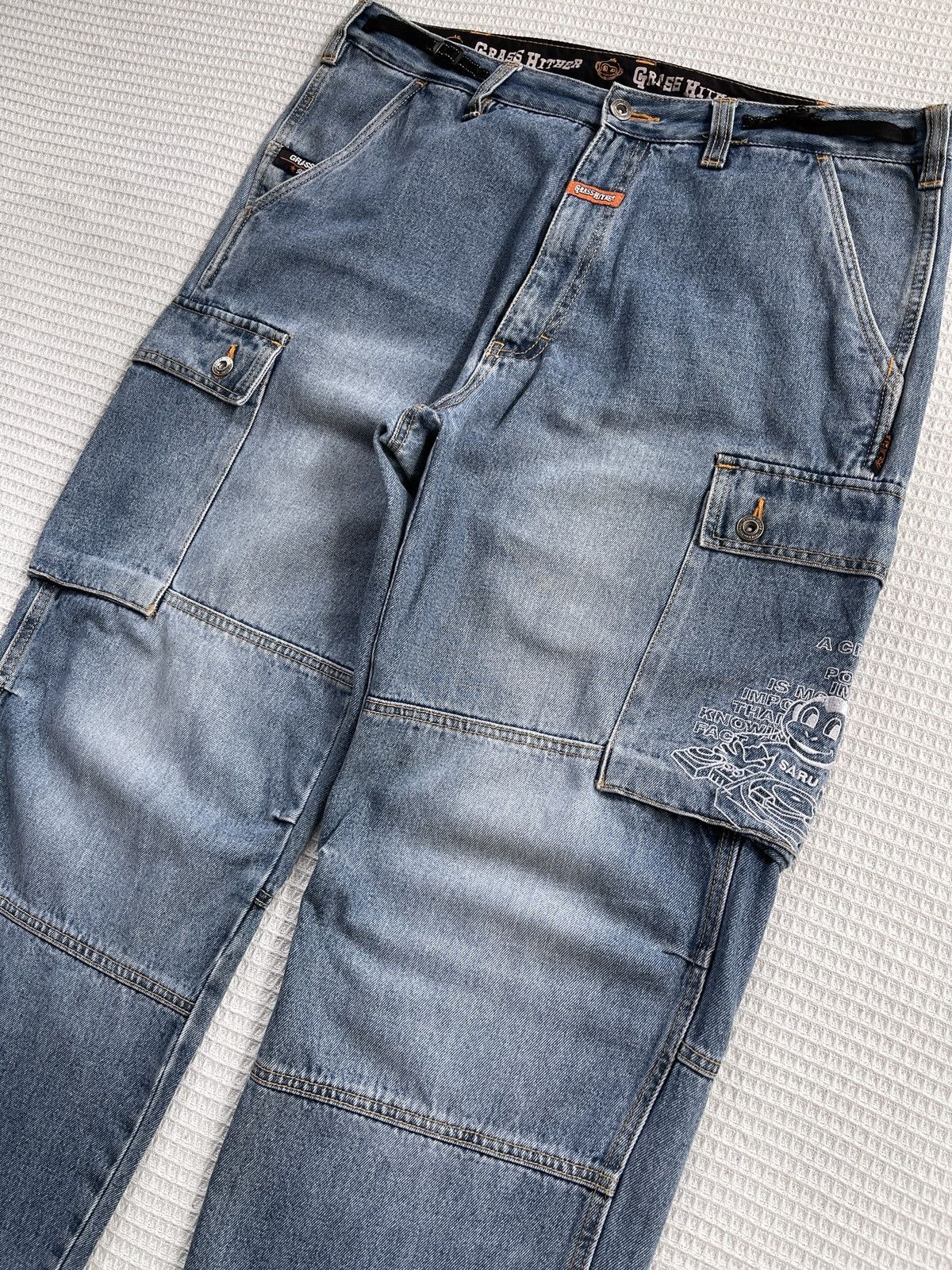 Southpole Last Drop🔥Rare🔥GRASS HITHER Cargo Multipocket Jeans Size US 37 - 7 Thumbnail