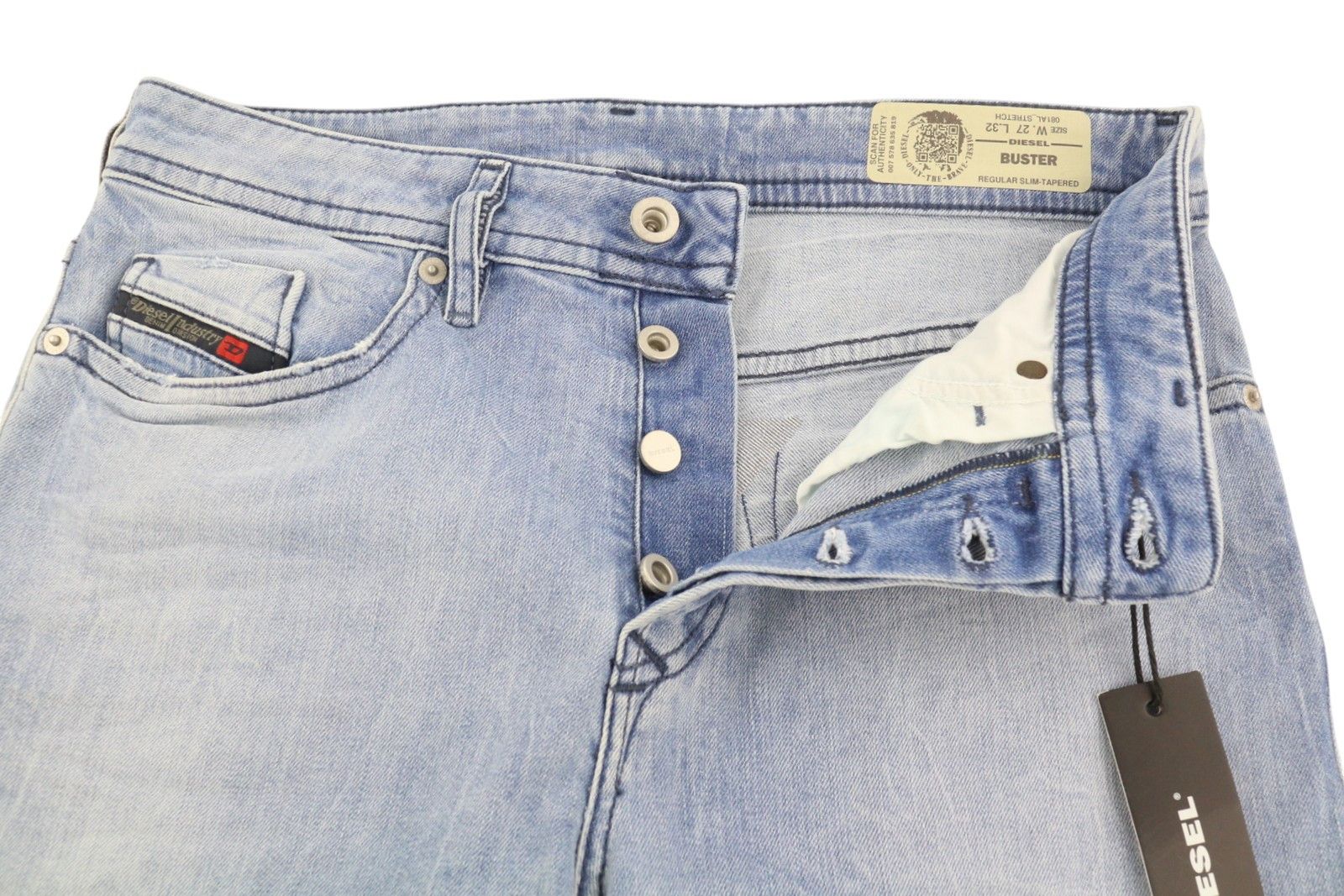 Diesel BUSTER 081AL W27/L32 Blue Faded Slim Tapered Jeans 89133 Size US 27 - 4 Thumbnail