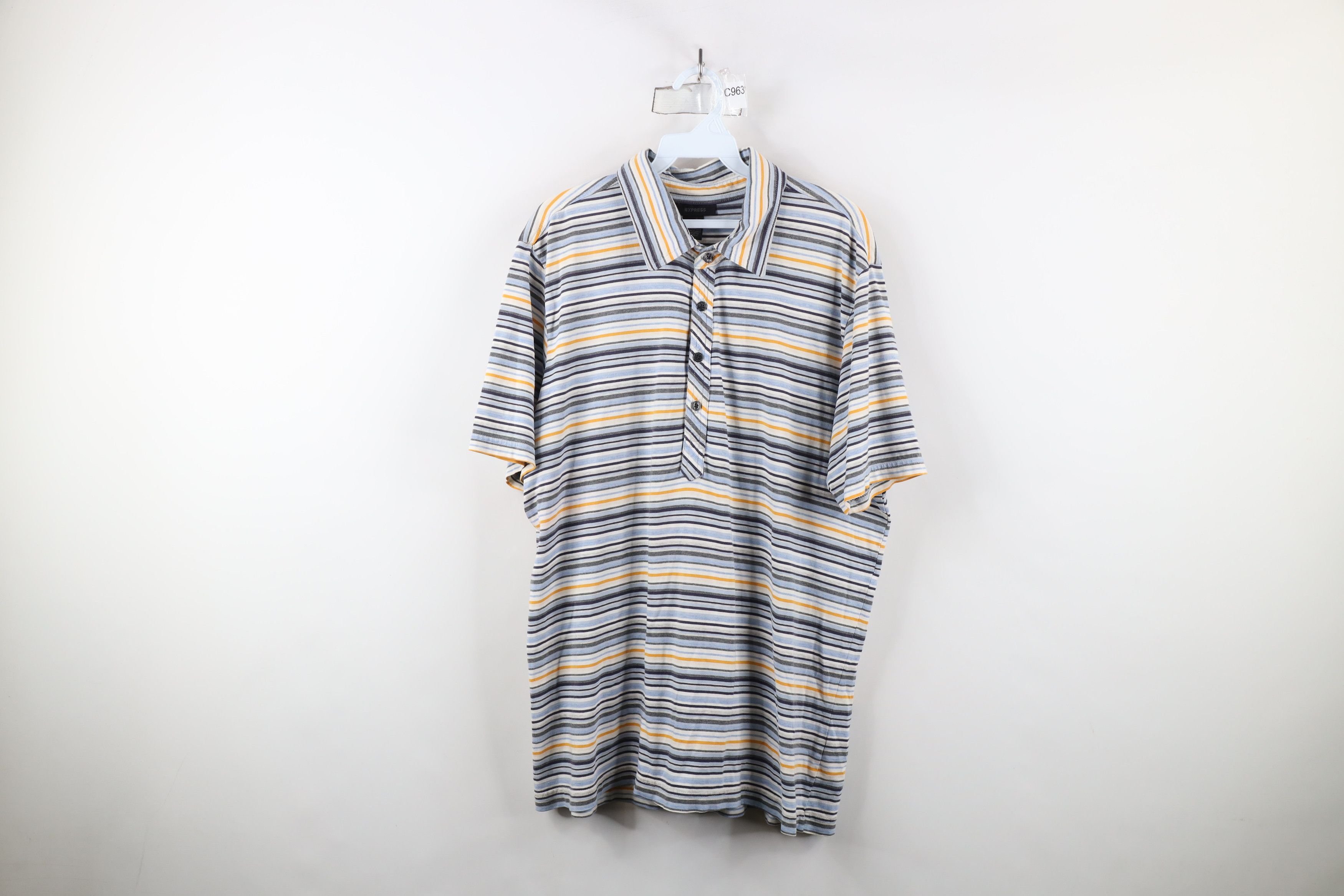 Express × Vintage Vintage Express Rainbow Striped Knit Collared Polo Shirt Size US XL / EU 56 / 4 - 1 Thumbnail