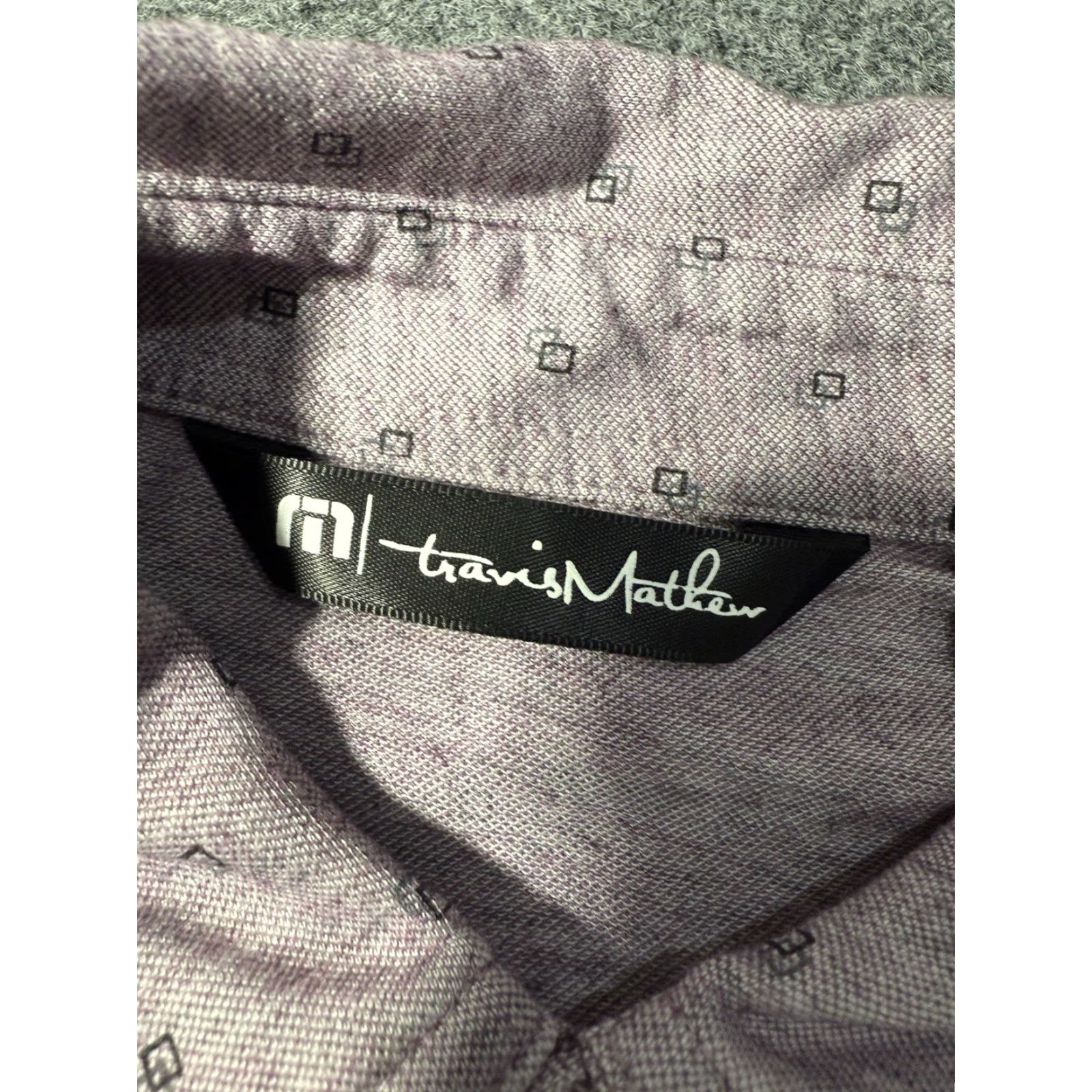 TravisMathew Travis Mathew Polo Shirt S Short Sleeve Golf Light Purple Geometric Embroidered Logo Button Collar Mens Size US S / EU 44-46 / 1 - 3 Thumbnail