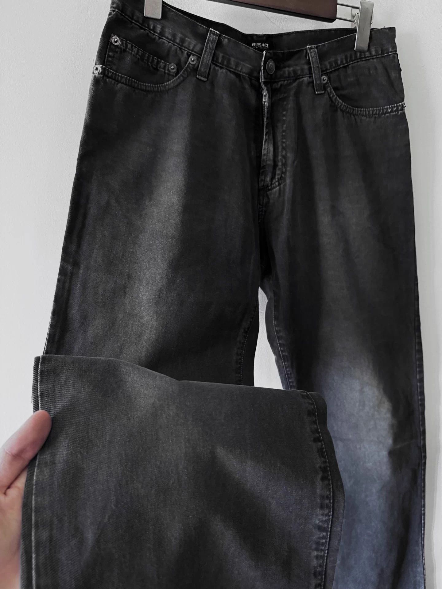 Versace Versace 00s Gray-Blue Washed Distressed Pants Size US 34 / EU 50 - 4 Thumbnail