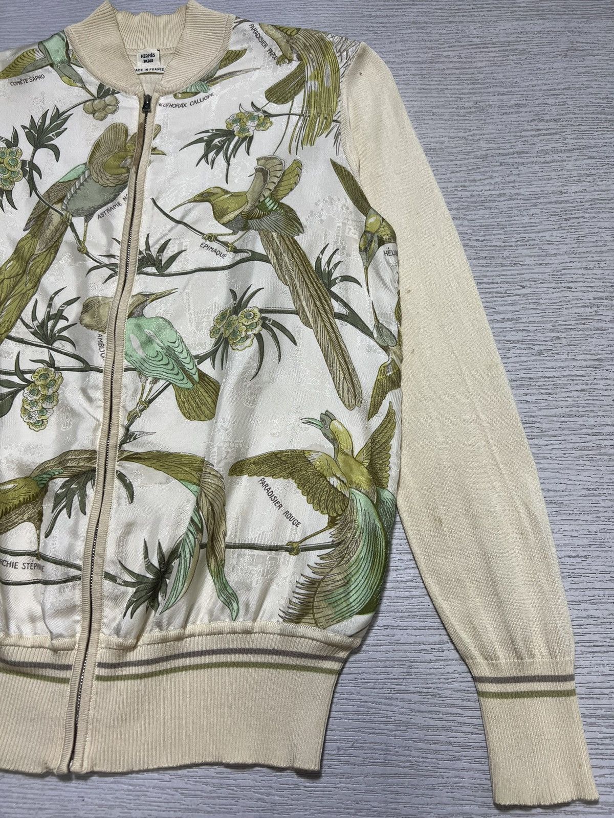 Hermes Hermes - Birds Print Silk Zipped Cardigan Bomber Jacket Size S / US 4 / IT 40 - 7 Thumbnail