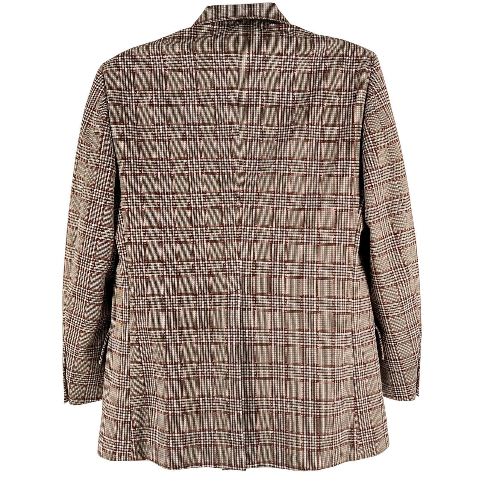 Vintage 70s brown plaid sports coat blazer by Curlee 1970s vintage Size 40R - 2 Thumbnail