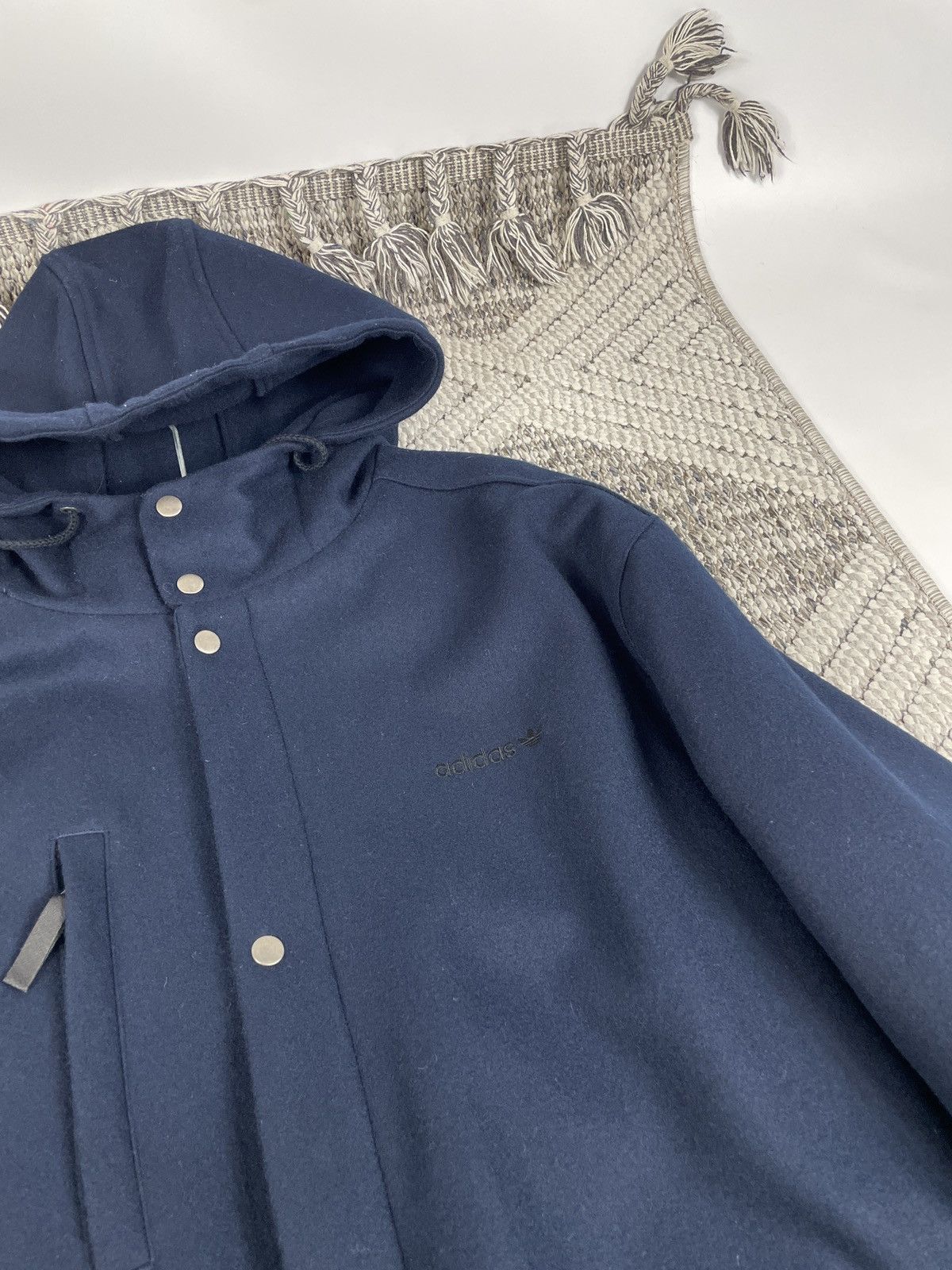 Adidas 00s Adidas Originals Vintage Wool Coat Navy Blue early 2000s Size US L / EU 52-54 / 3 - 5 Thumbnail