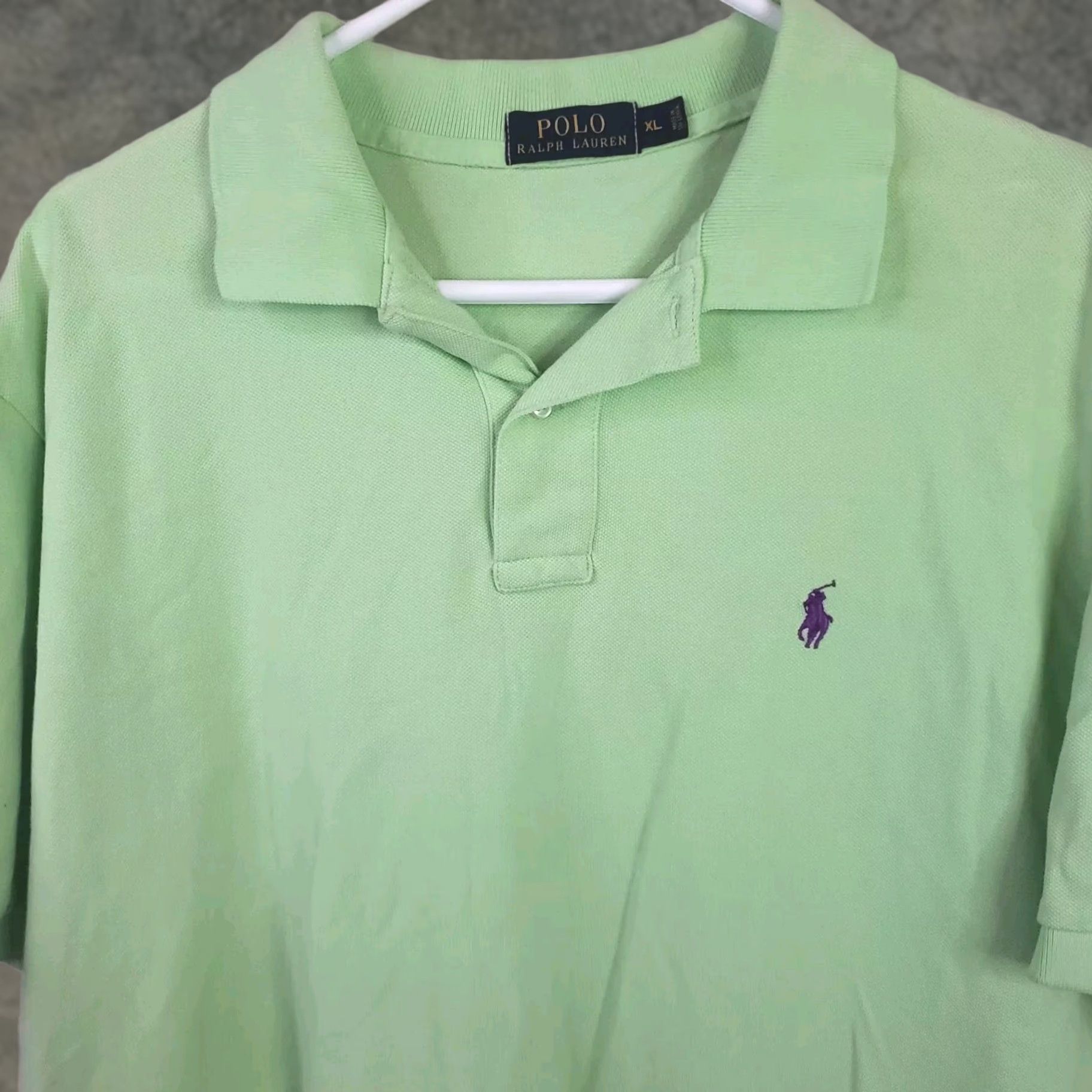Ralph Lauren VINTAGE Polo Ralph Lauren Shirt Men XL Green Purple Pony Short Sleeve Golf Preppy 90s Mens Size US XL / EU 56 / 4 - 1 Thumbnail