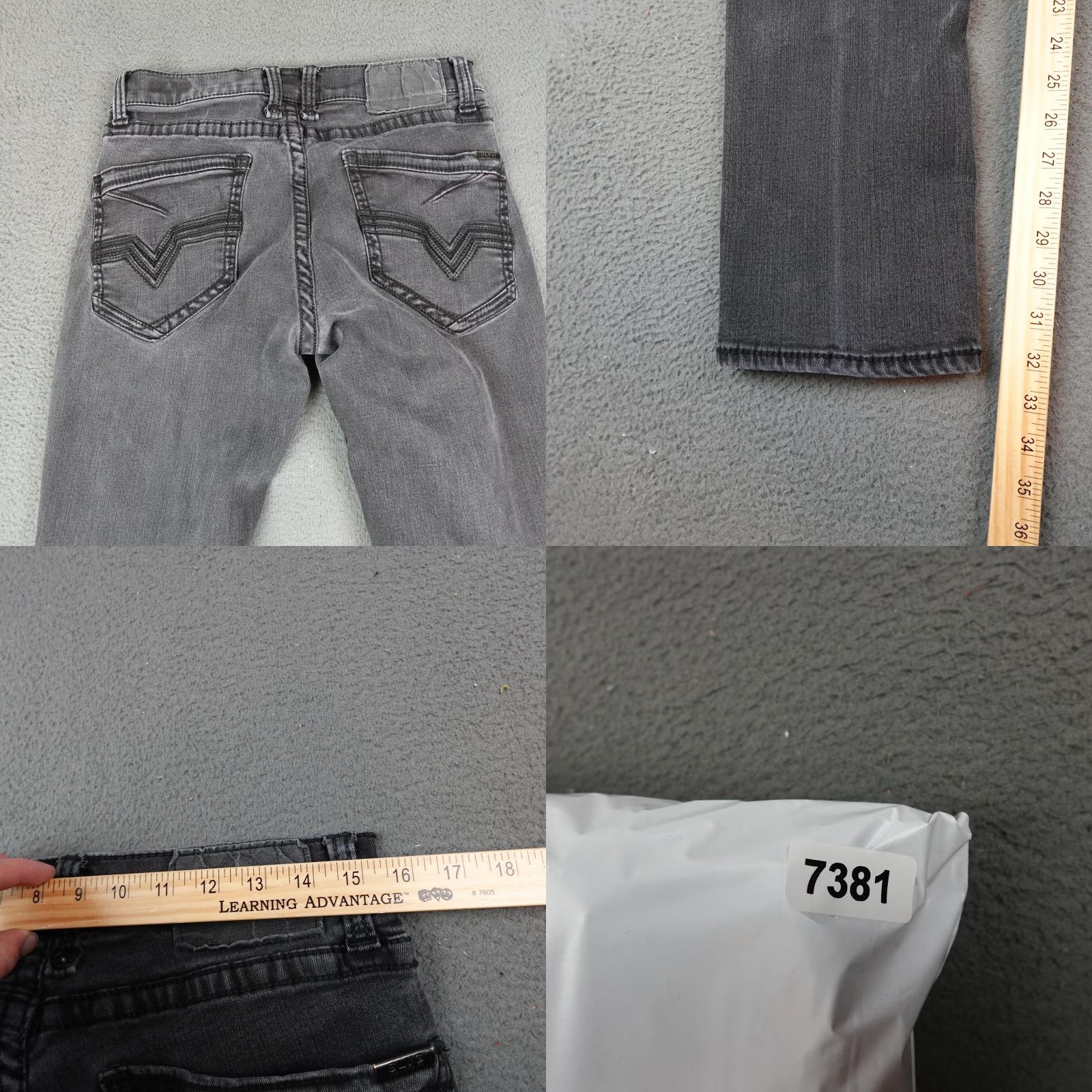 Vintage Salvage Supply Co Havoc Straight Jeans Mens 34x34 Gray Denim Slim Fit 5-Pocket Size US 32 / EU 48 - 8 Thumbnail