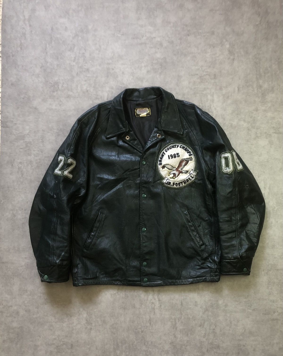 Genuine Leather × Vintage Vintage 80s St. John’s QB Leather Varsity Jacket Size US L / EU 52-54 / 3 - 4 Thumbnail