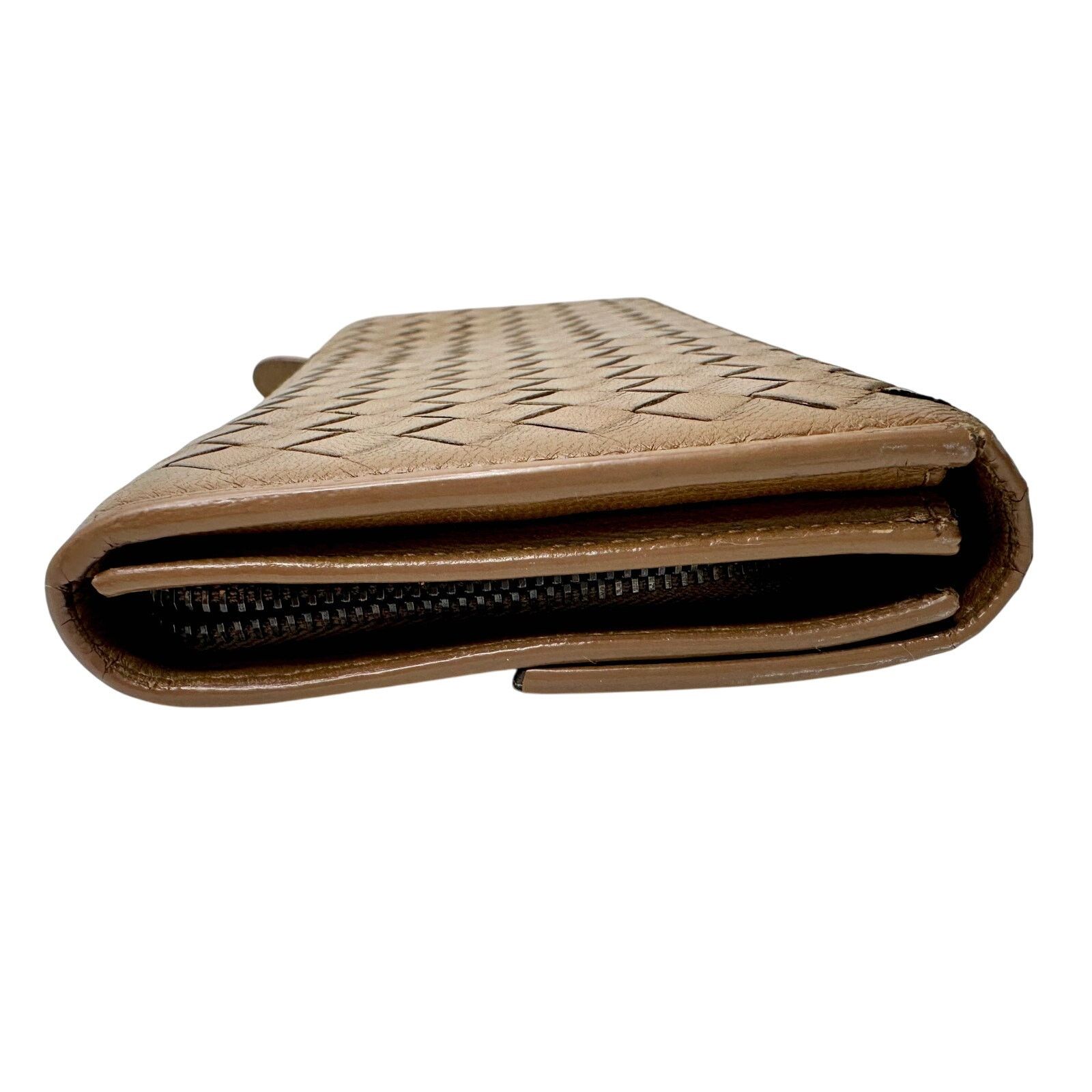 Bottega Veneta Bottega Veneta Intrecciato Woven Tan Leather Long Wallet Size ONE SIZE - 12 Thumbnail