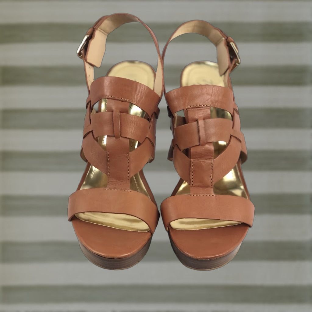 Marc Fisher Marc Fisher Stiletto Strappy Sandals 8.5 Brown Y2K 90s Open Toe Buckle Platform HighHeel Womens Size US 9 / IT 39 - 1 Thumbnail