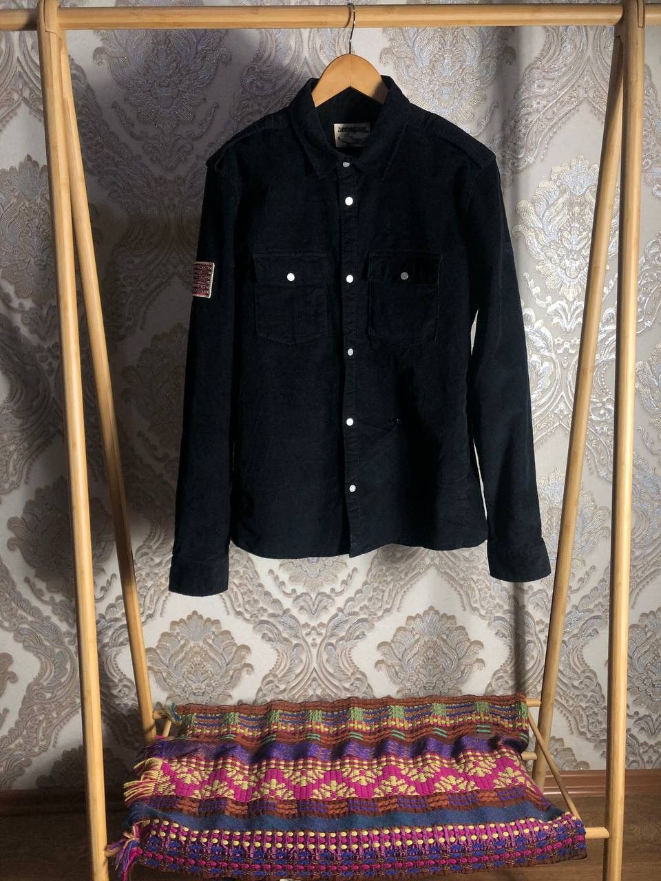 Vintage VERY RARE ZADIG & VOLTAIRE TARMAC VELOURS USA FLAG SHIRT Y2K Size US XL / EU 56 / 4 - 1 Thumbnail