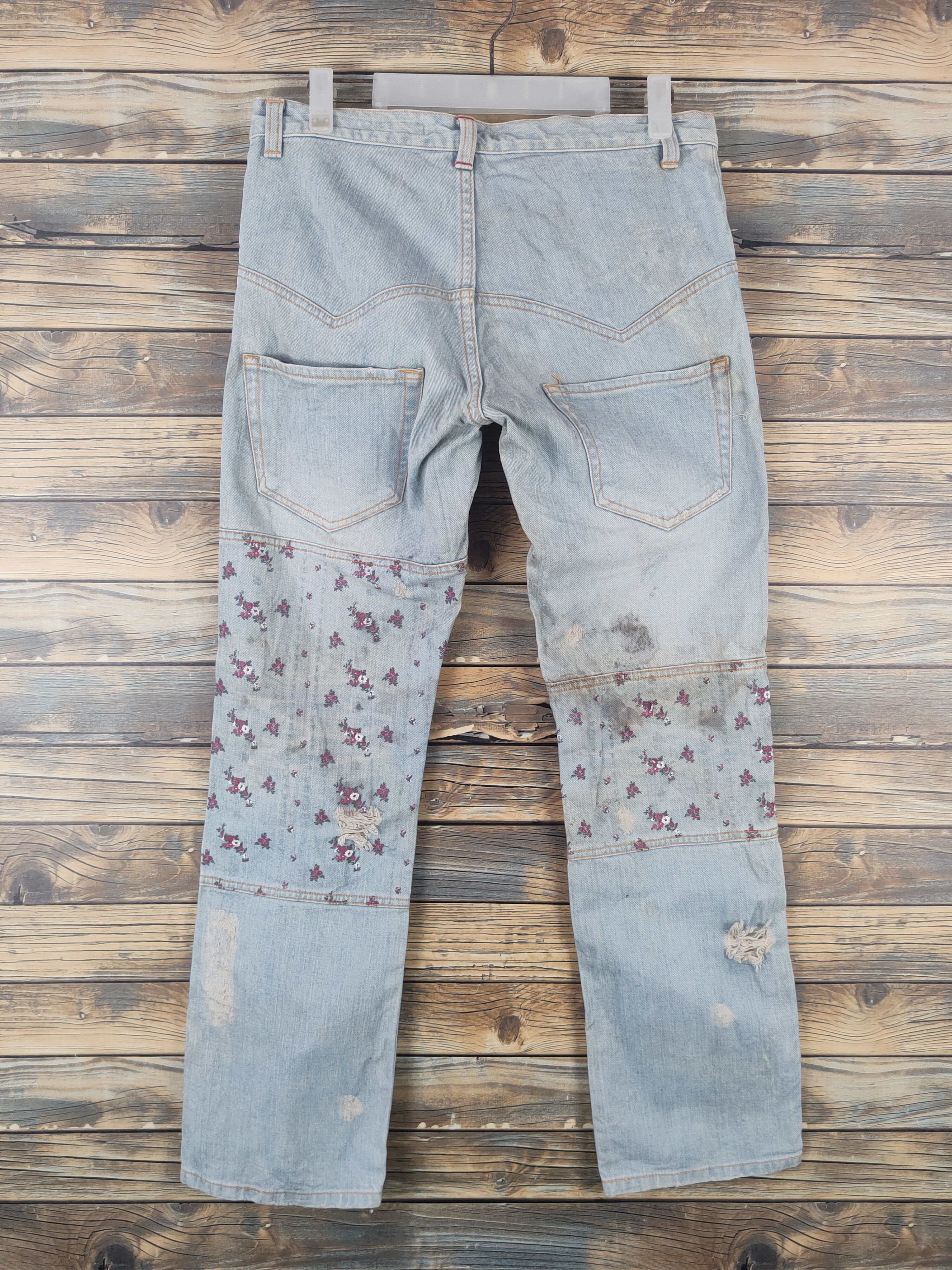 Sunao Kuwahara DL Sunao Kuwahara Blue Distressed Ripped Jeans #46-205xT Size 31" - 7 Thumbnail