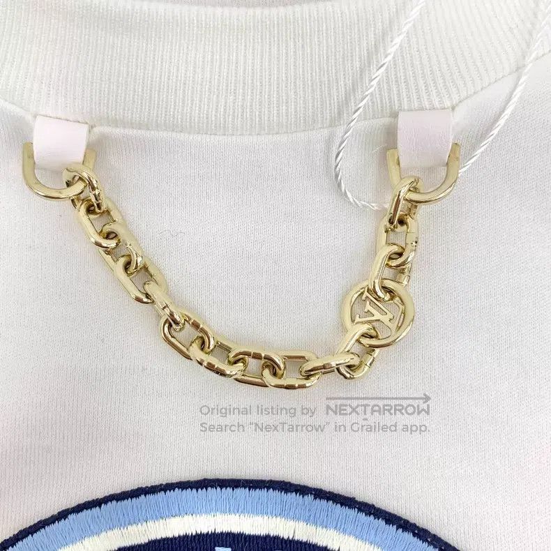 Louis Vuitton Louis Vuitton 24 White Logo Embroidered Cotton Irregular H Size XL / US 12-14 / IT 48-50 - 6 Thumbnail