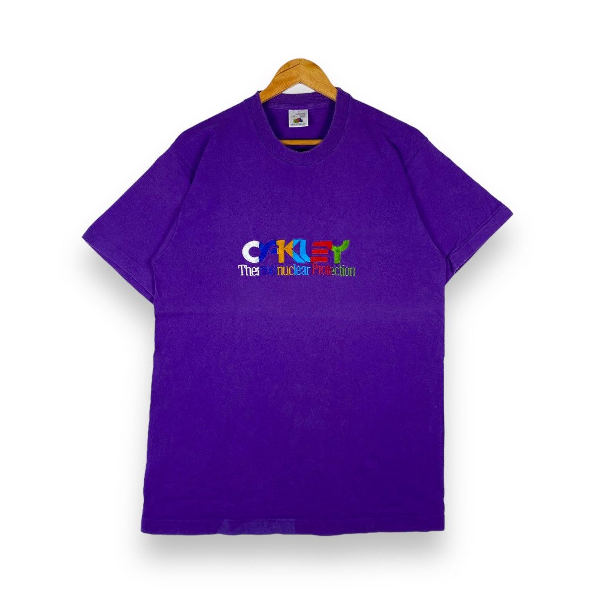 Oakley × Vintage VINTAGE 90's OAKLEY THERMONUCLEAR PROTECTION EMBROIDERY TEE Size US L / EU 52-54 / 3 - 1 Thumbnail
