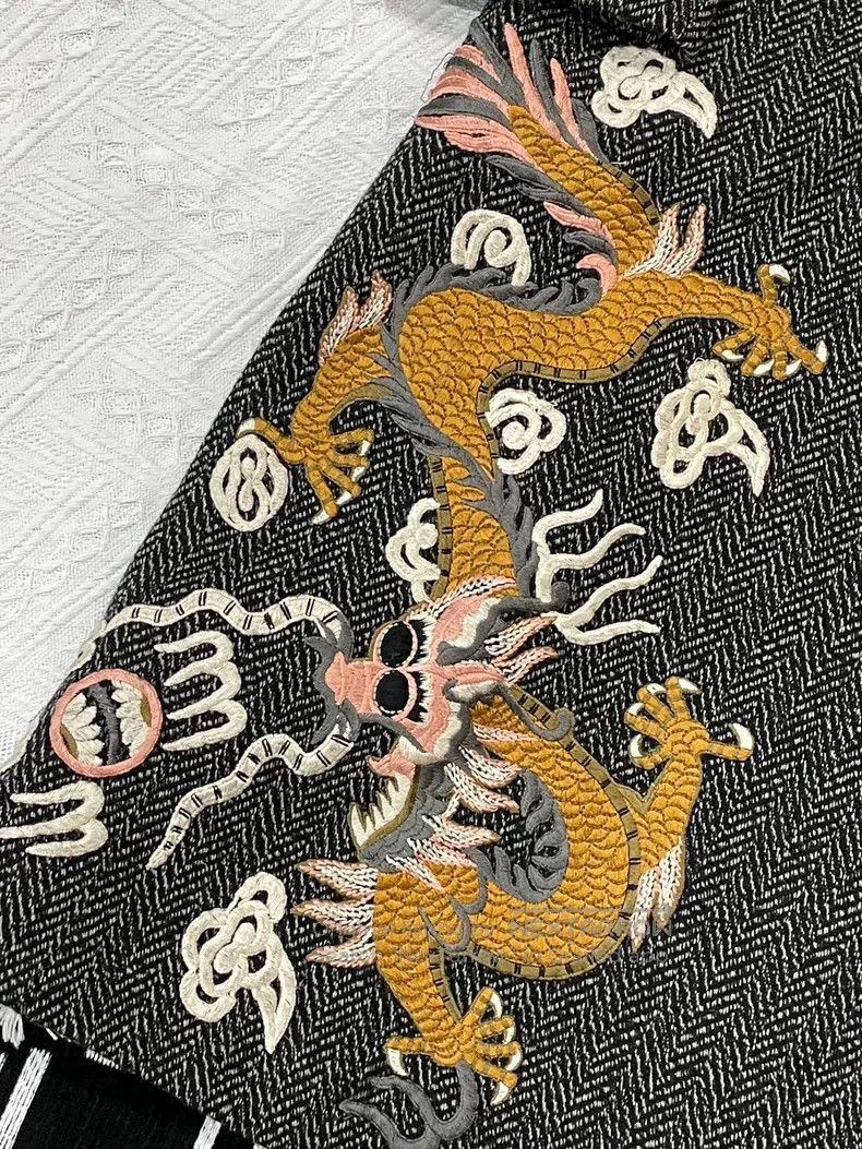 Gucci Gucci Gray heavy industry golden dragon embroidered double Size L / US 10 / IT 46 - 2 Thumbnail