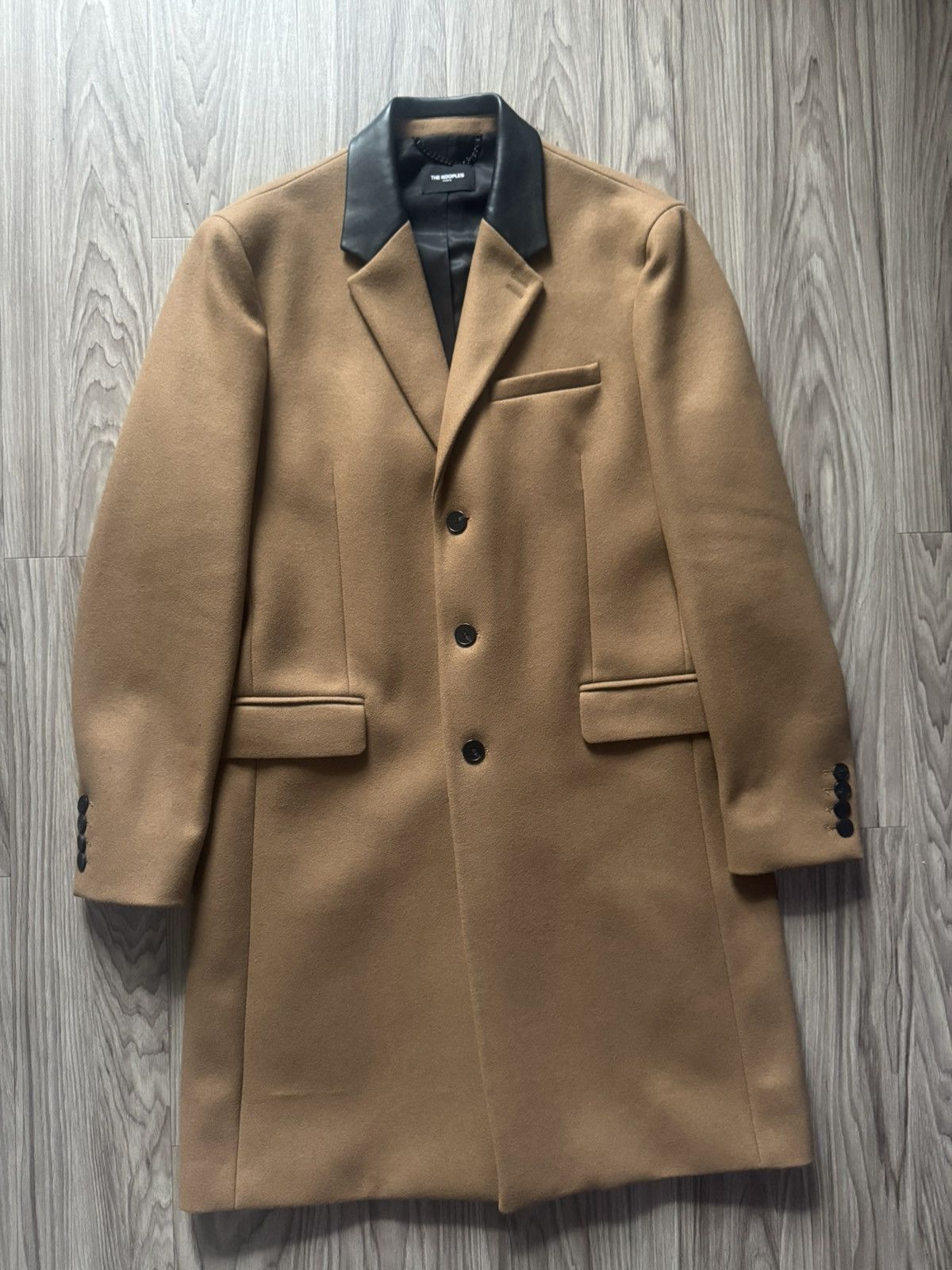 The Kooples THE KOOPLES Leather Collar Camel Wool Coat Size US L / EU 52-54 / 3 - 1 Thumbnail