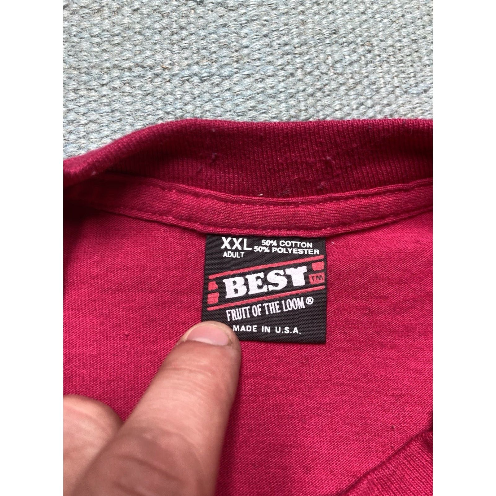 Fruit Of The Loom VINTAGE 80s 90s Fruit of the Loom T-Shirt Pink 2XL Men Regular Solid Size US XXL / EU 58 / 5 - 4 Thumbnail
