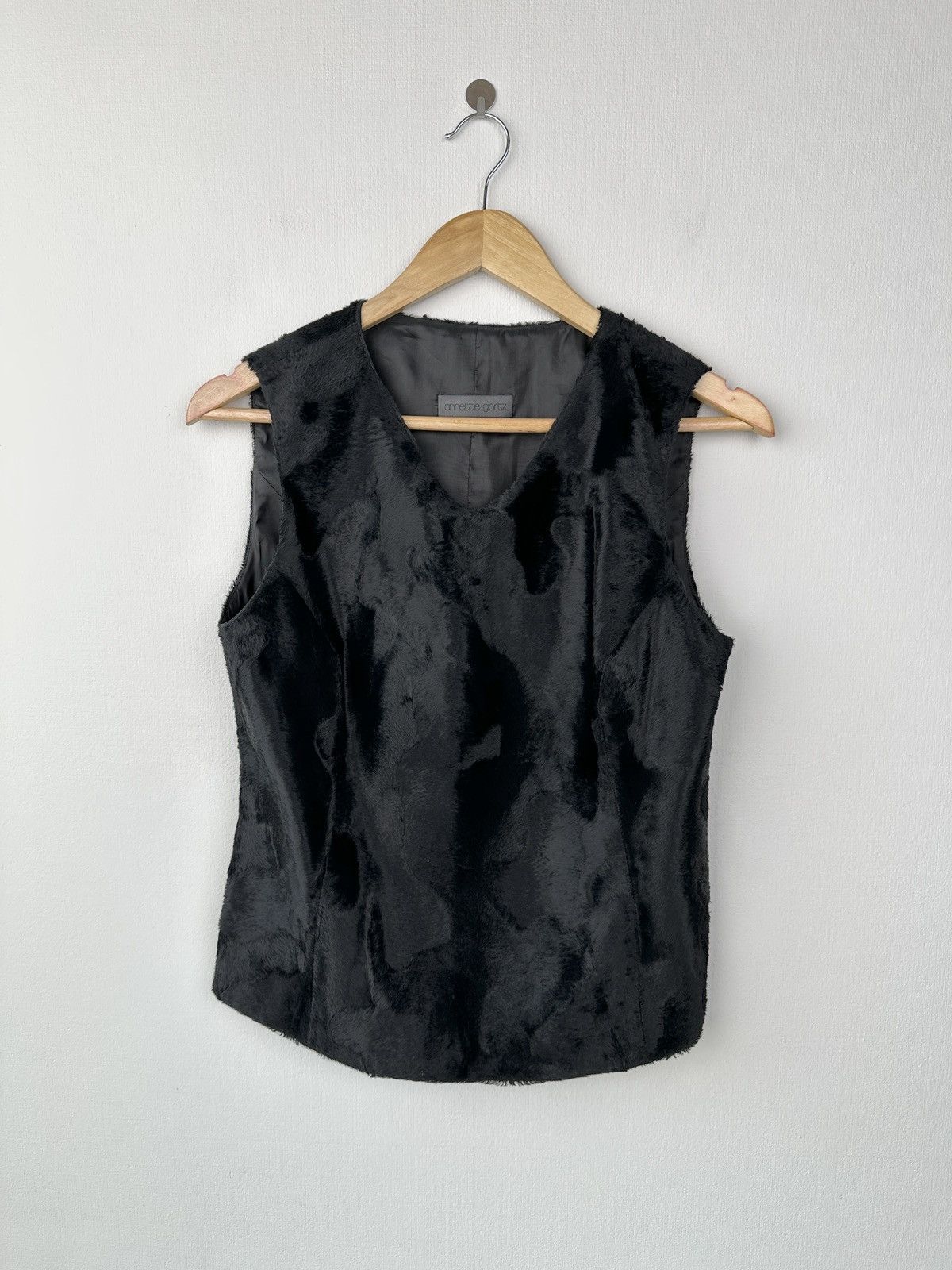 Annette Gortz ANNETTE GORTZ Avant Garde Velour Tank Top Vest Jacket Black Size XS / US 0-2 / IT 36-38 - 1 Thumbnail