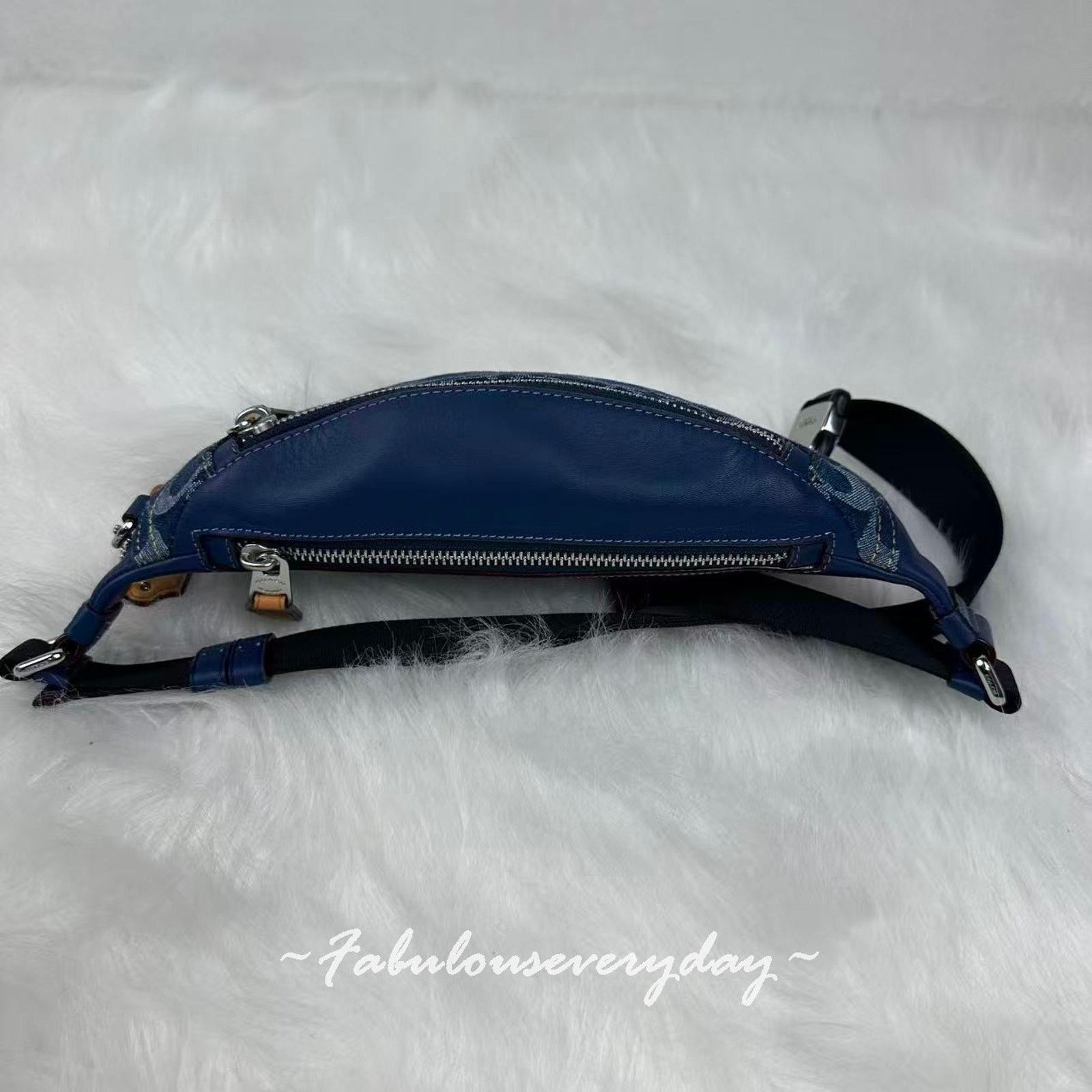 Coach Coach Men Warren Mini Belt Signature Denim Silver/Deep Blue Size ONE SIZE - 9 Thumbnail