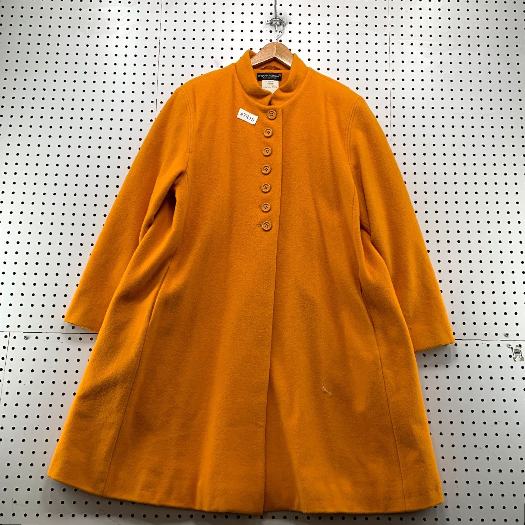 Vintage VINTAGE Benard Holtzman Harve Benard 100% Wool Button Coat Women 16 Yellow Orange Jacket Coat Overcoat Long Sleeve Winter Fall Casual Denim? Size XXL / US 16-18 / IT 52-54 - 4 Thumbnail
